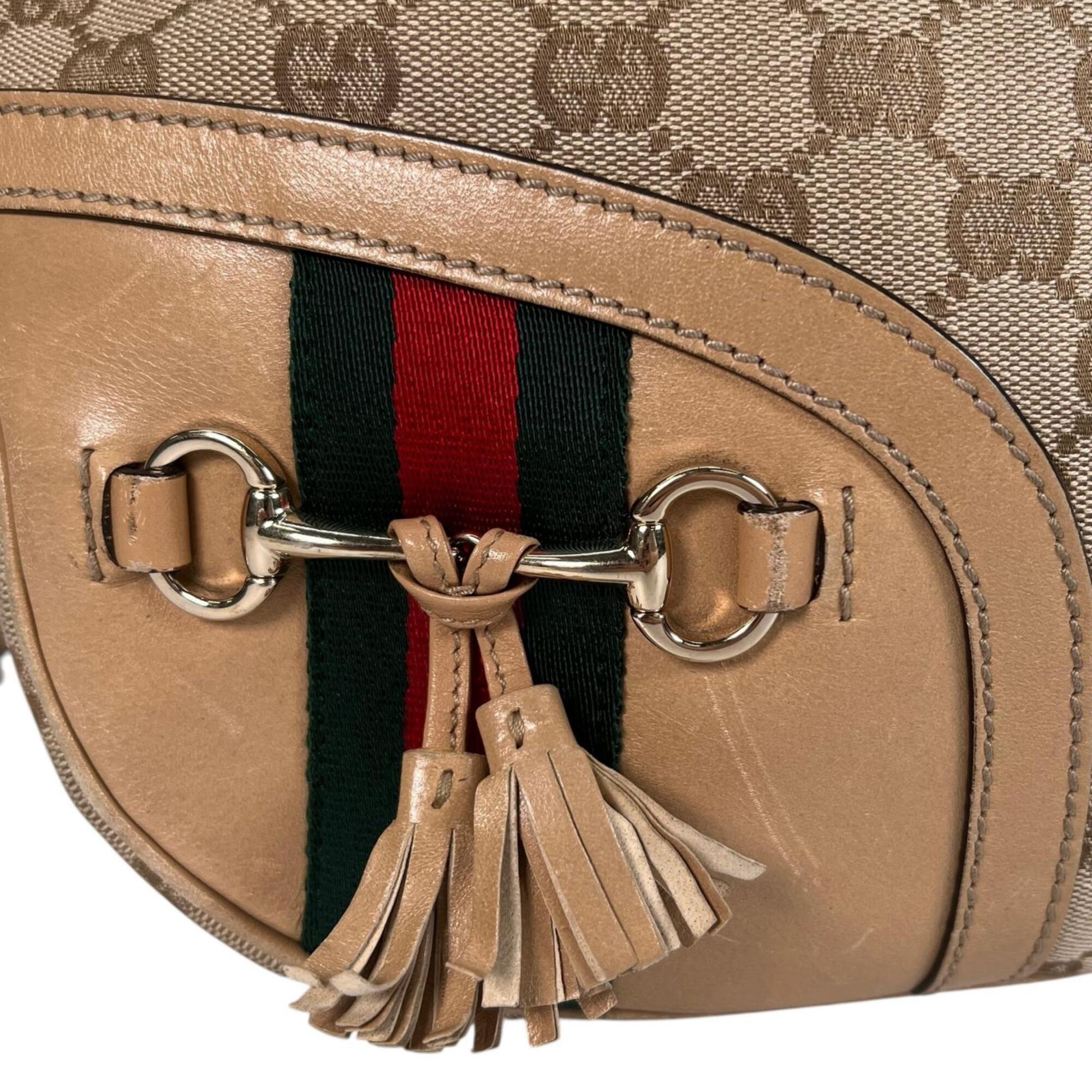 Gucci Beige Gg Canvas Shoulder Bag (Pre-Owned)