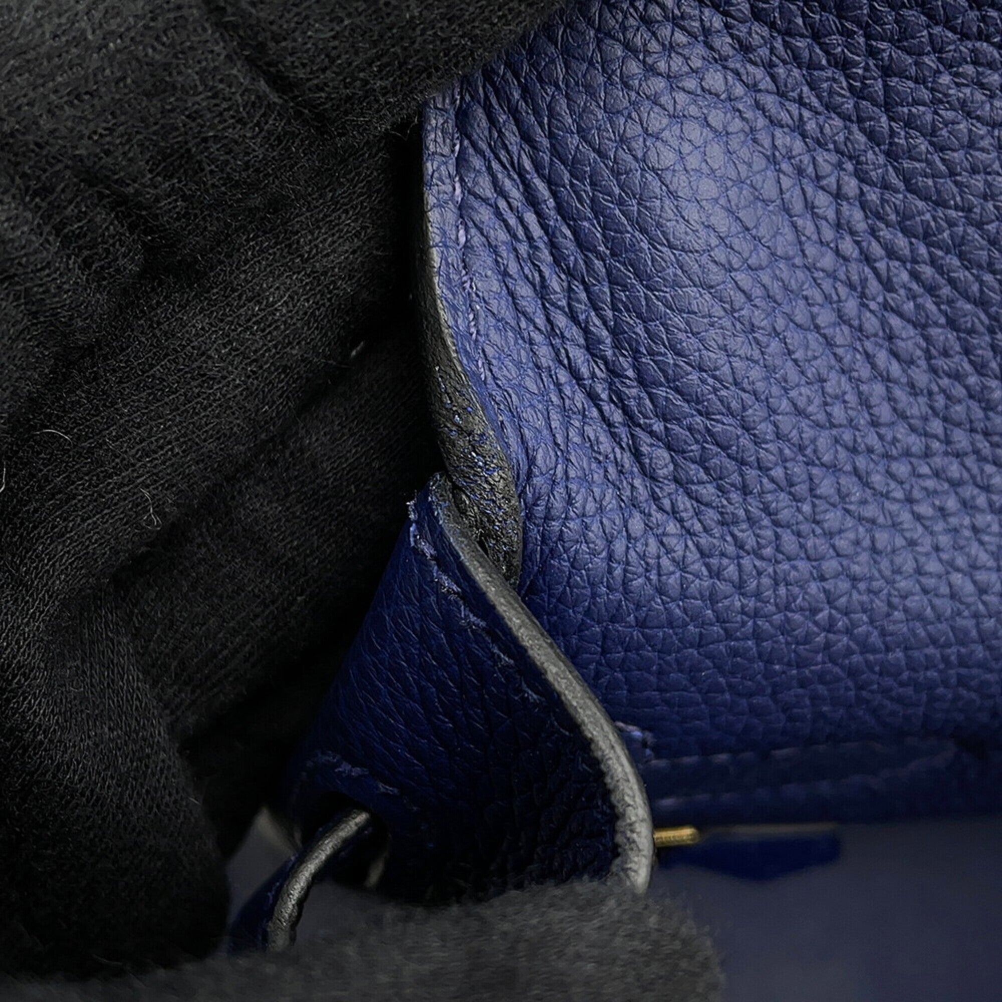Hermes Blue Navy Togo Leather Handbag (Pre-Owned)