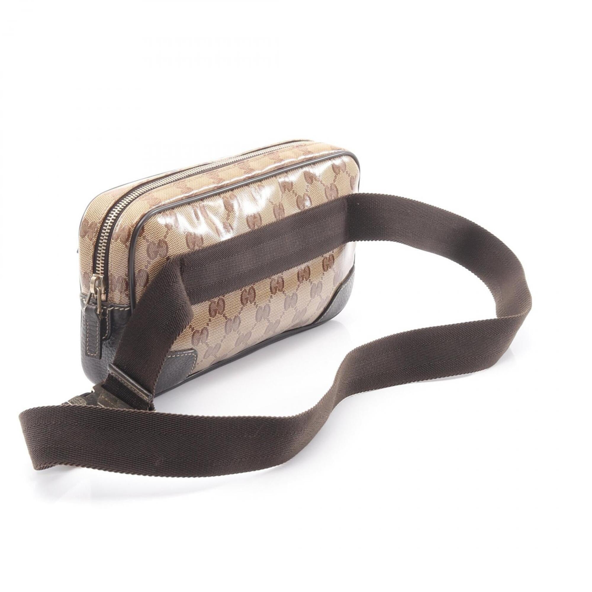 Gucci Beige Brown Pvc Coated Canvas Leather Fanny Pack Handbag (Pre-Owned)