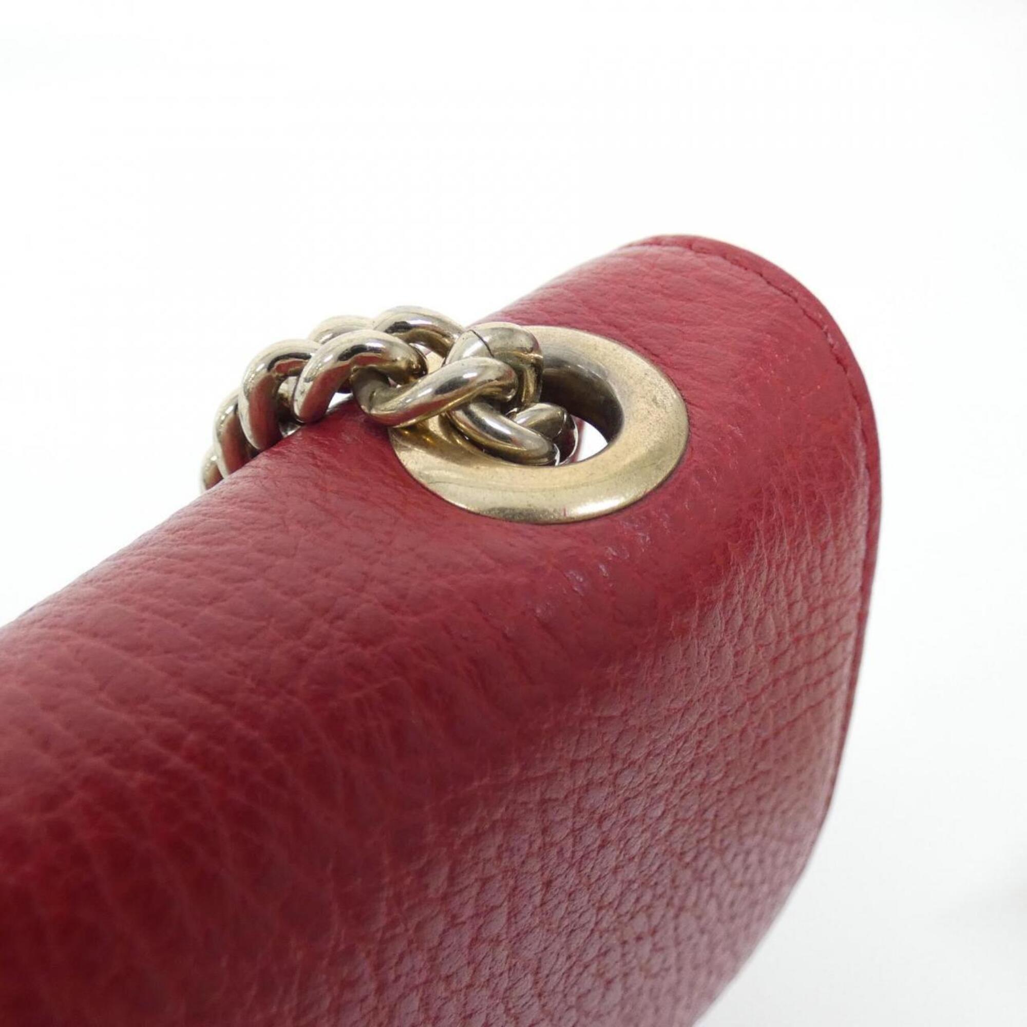 Gucci Red Color Leather Shoulder Bag (Pre-Owned)