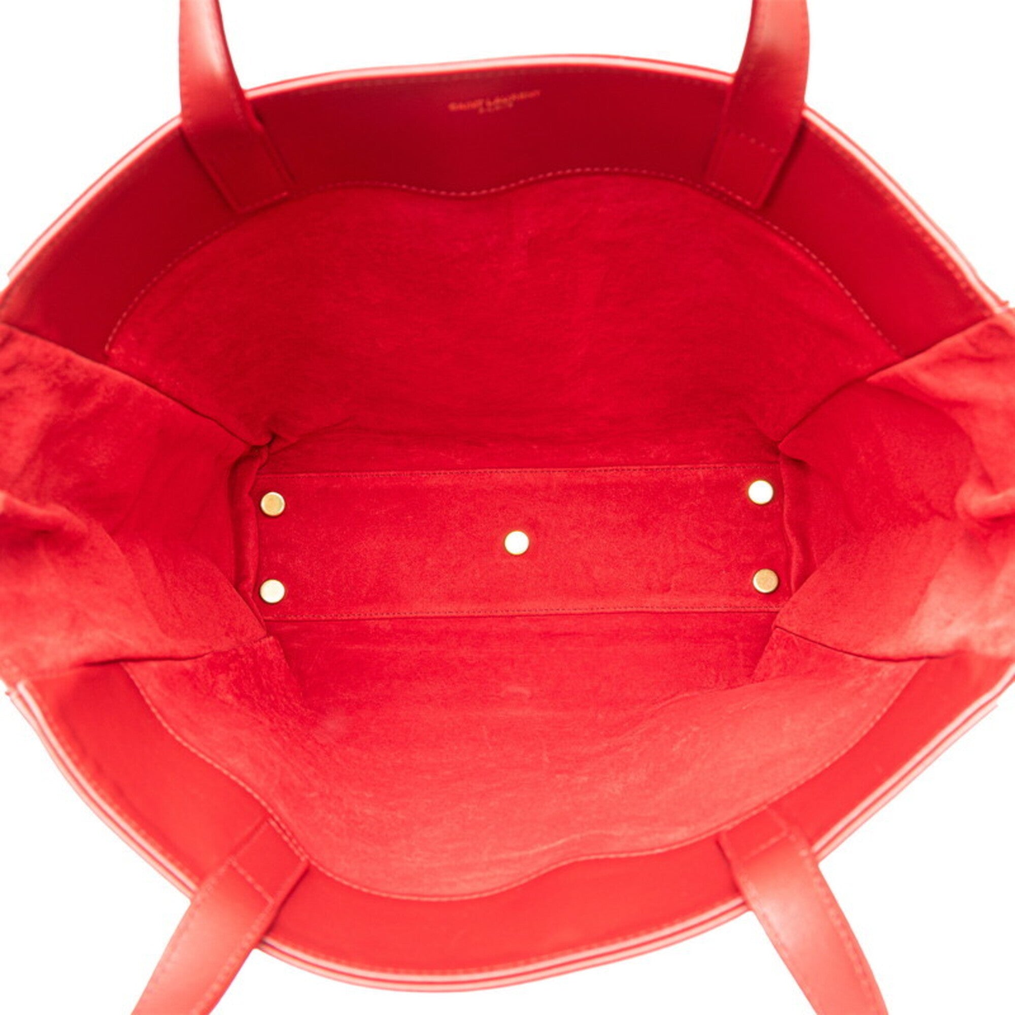 Saint Laurent Red Color Suede Leather Tote Bag (Pre-Owned)