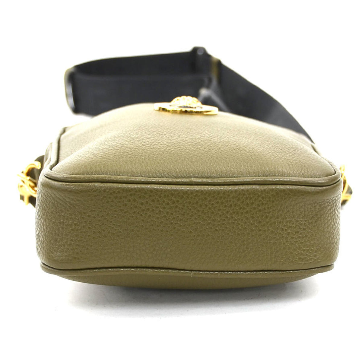 Versace Khaki Leather Shoulder Bag (Pre-Owned)