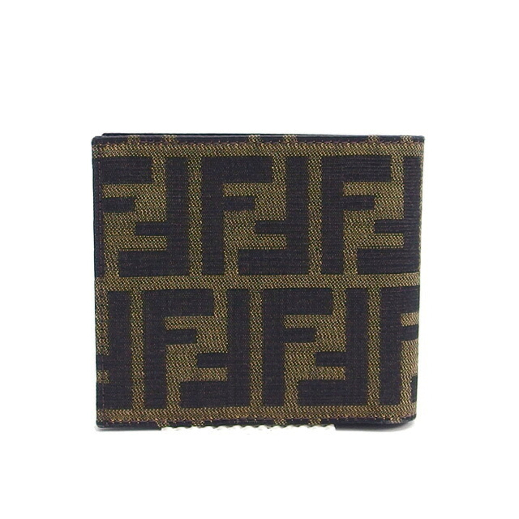 Fendi Zucca Dark Brown Khaki Jacquard Canvas Wallet (Bi-Fold) (Pre-Owned)