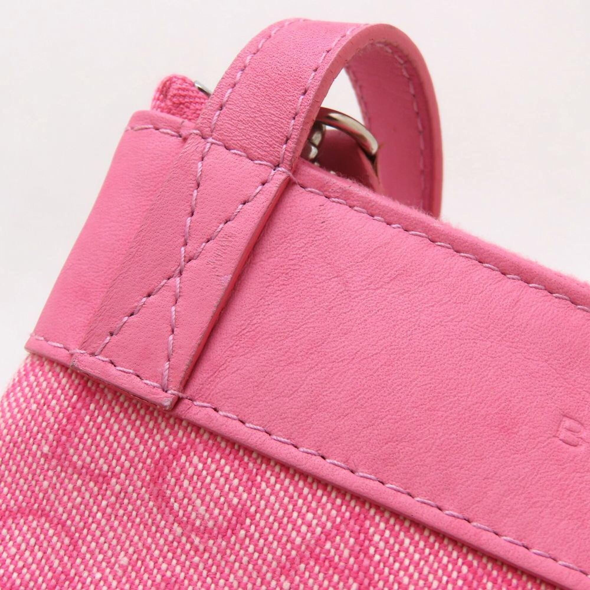 Bvlgari Logomania Pink Canvas Leather Shoulder Bag (Pre-Owned)