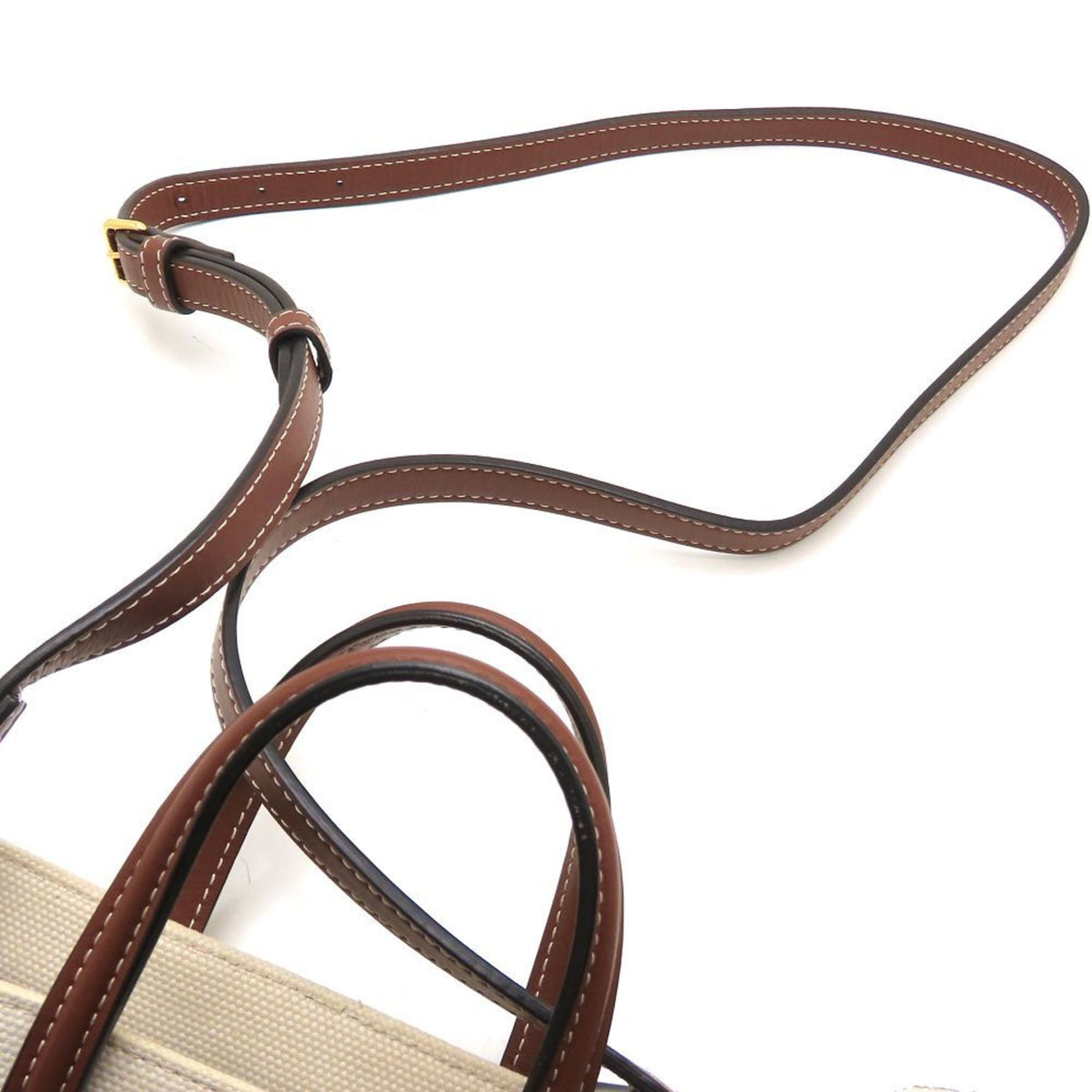Burberry Brown Ivory Canvas Leather Handbag (Pre-Owned)