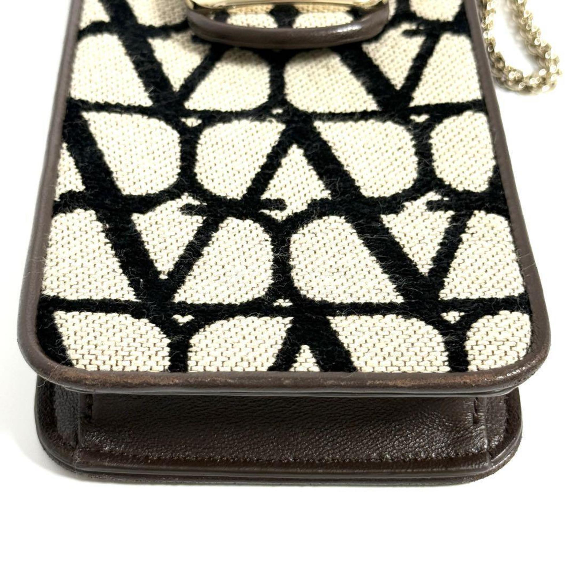 Valentino Leather Canvas Metal Pouch Shoulder Bag (Pre-Owned)