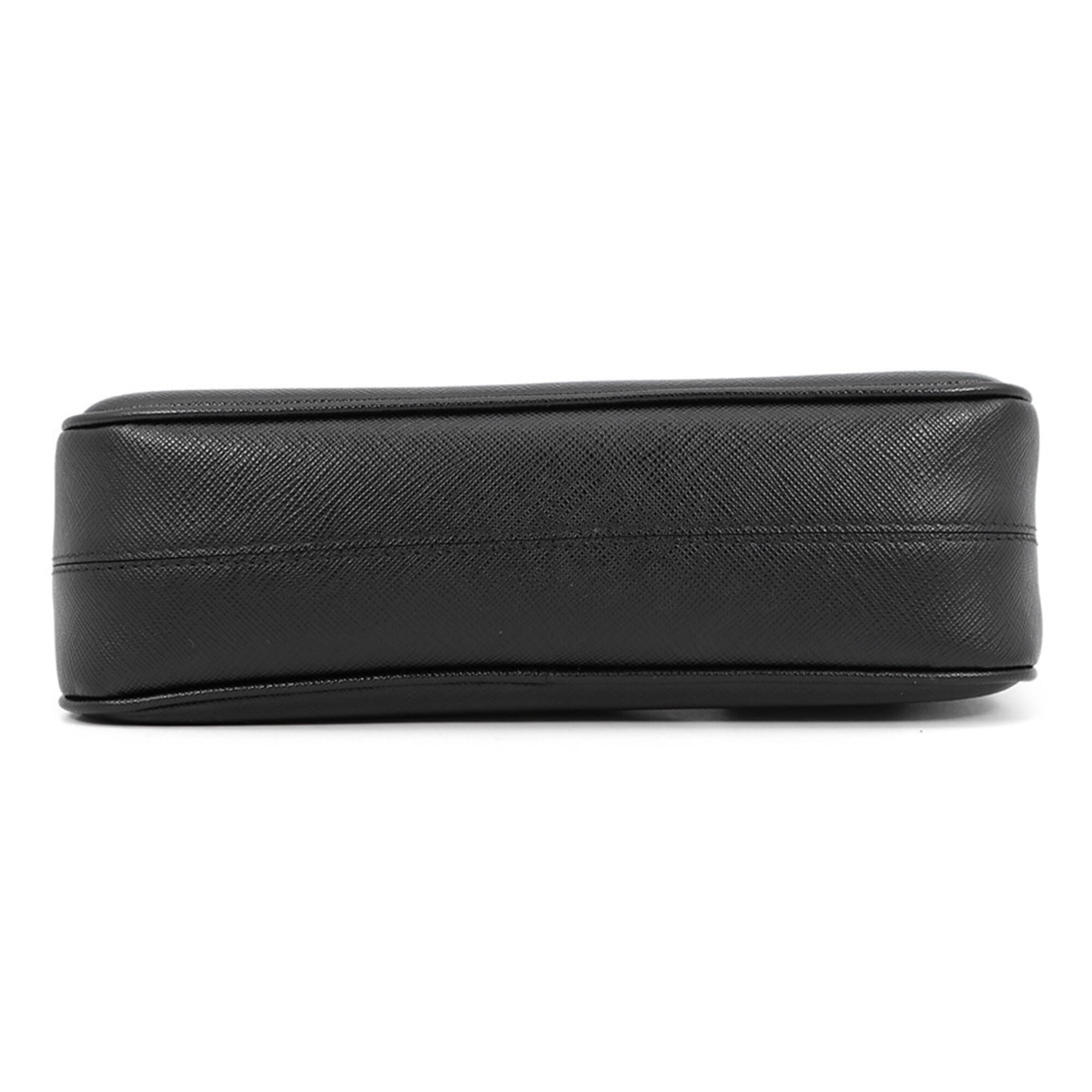 Prada Black Saffiano Triangle Leather Shoulder Bag (Pre-Owned)
