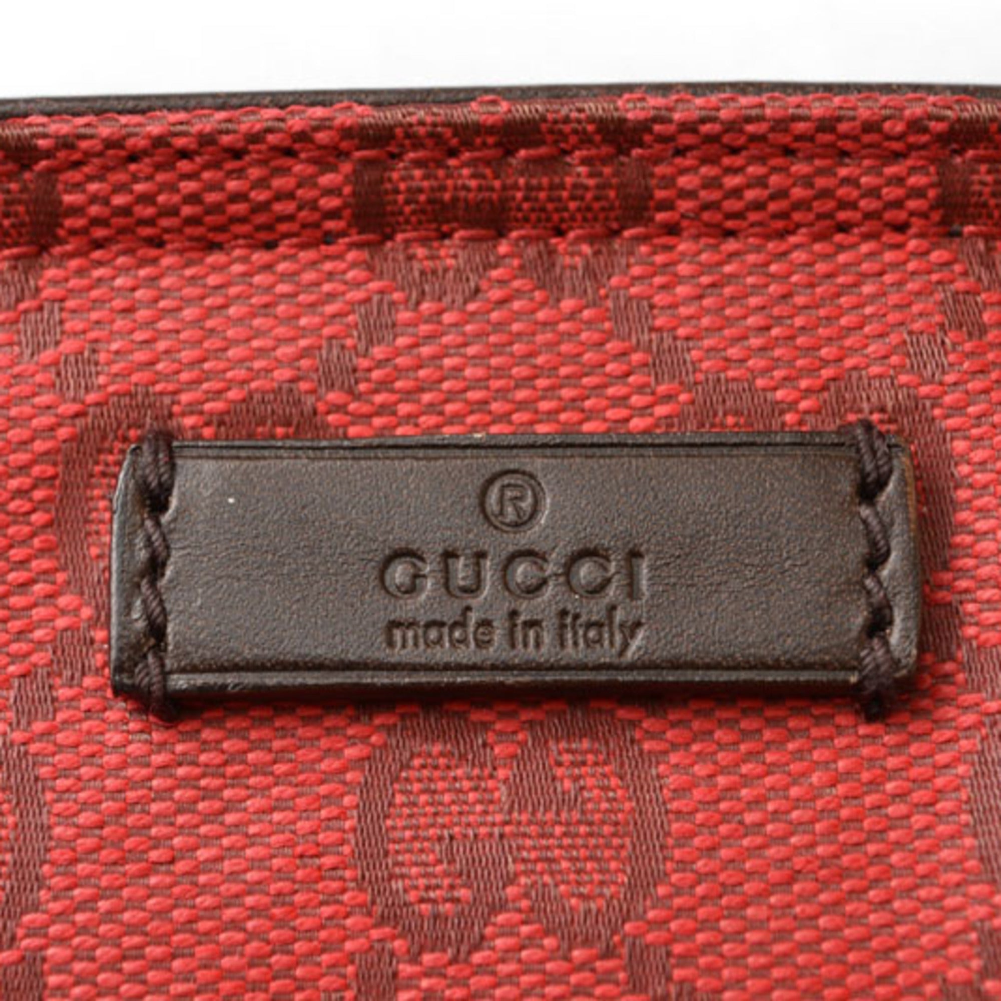 Gucci Dark Red Red Color Coated Canvas Shoulder Bag Tote Bag (Pre-Owned)
