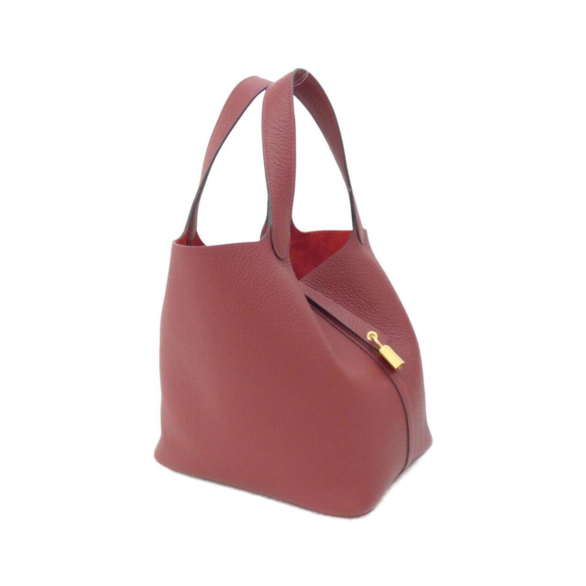 Hermes Rouge H Taurillon Clemence Leather Handbag (Pre-Owned)