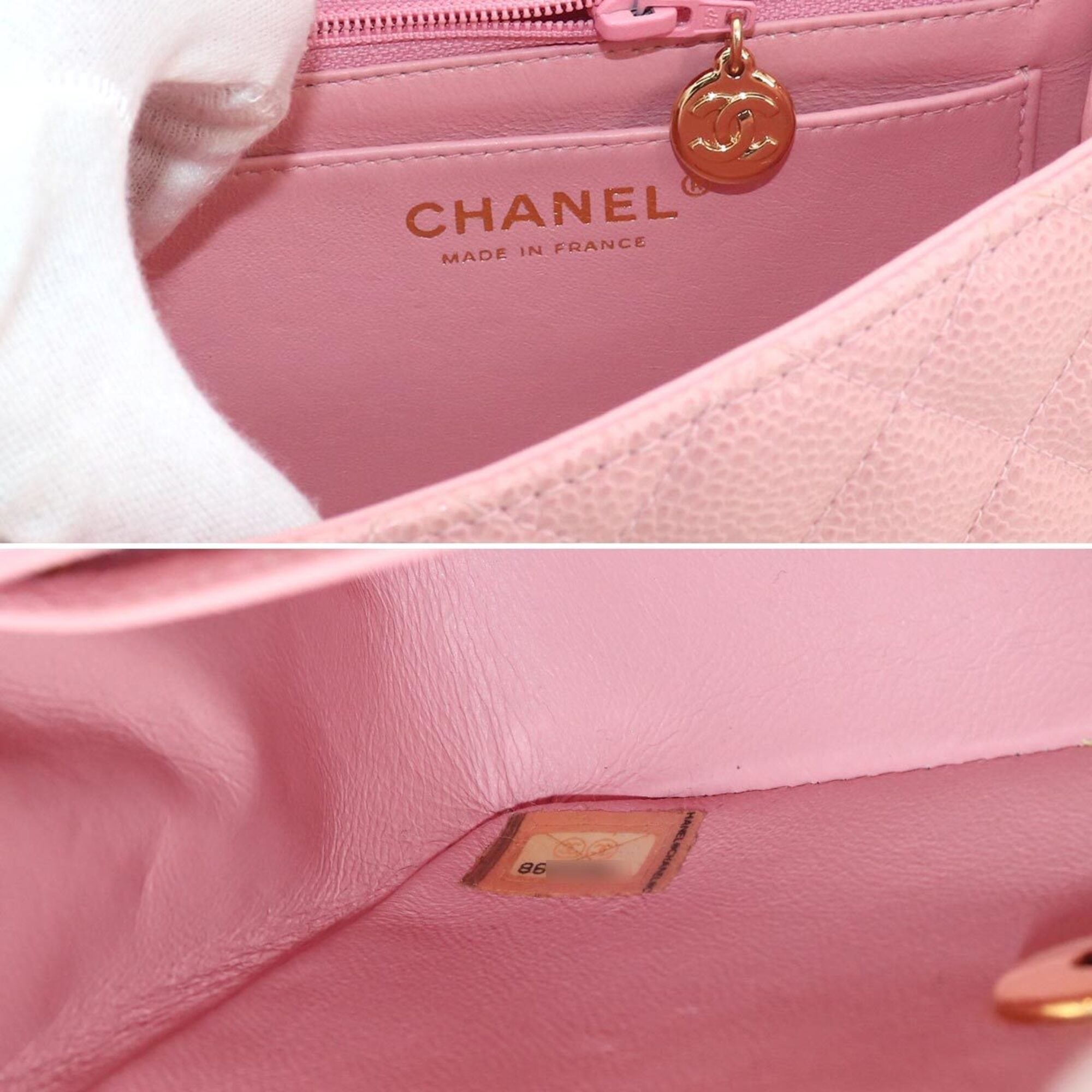 Chanel Pink Grained Calfskin Shoulder Bag (Pre-Owned)