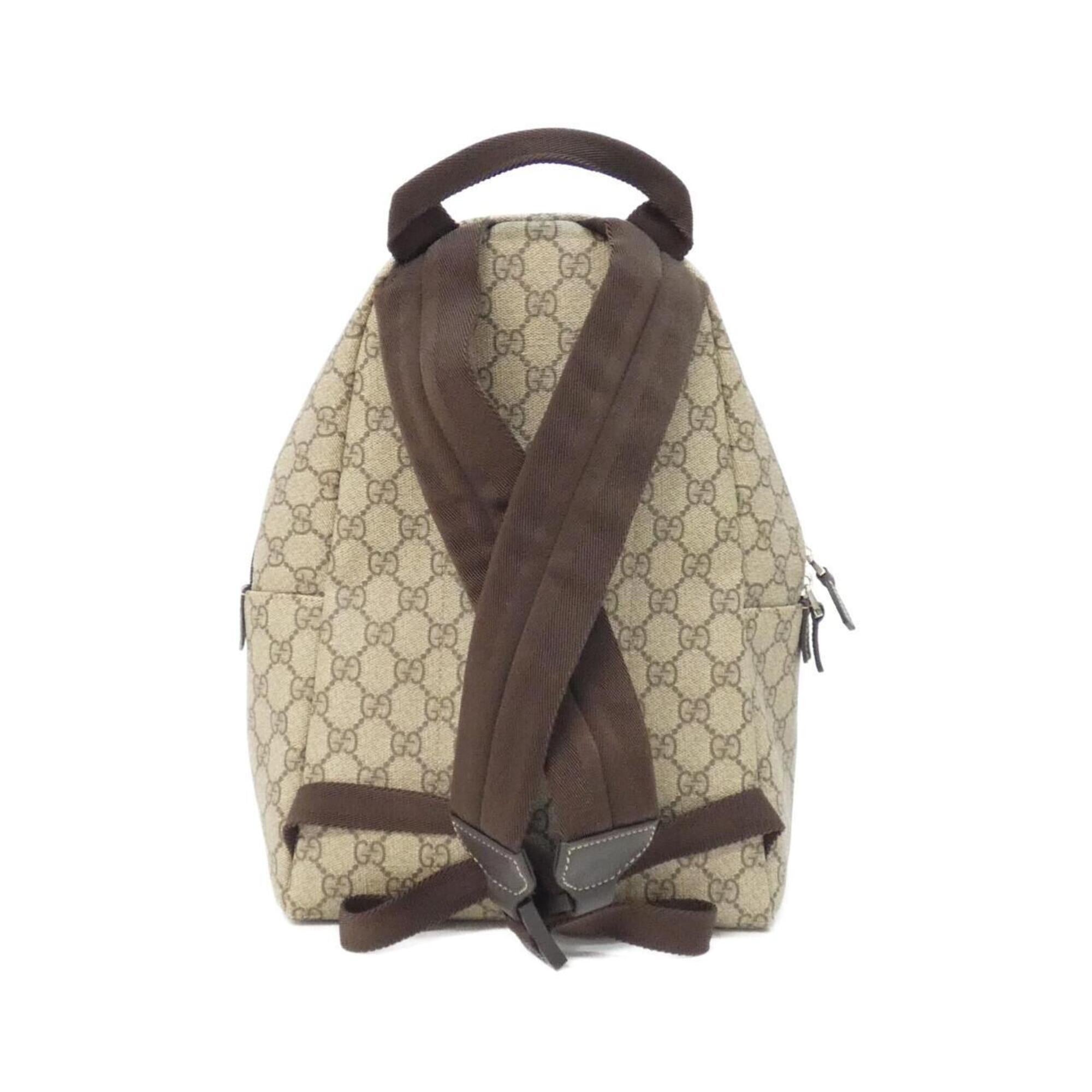 Gucci Beige Dark Brown Gg Supreme Canvas Backpack (Pre-Owned)