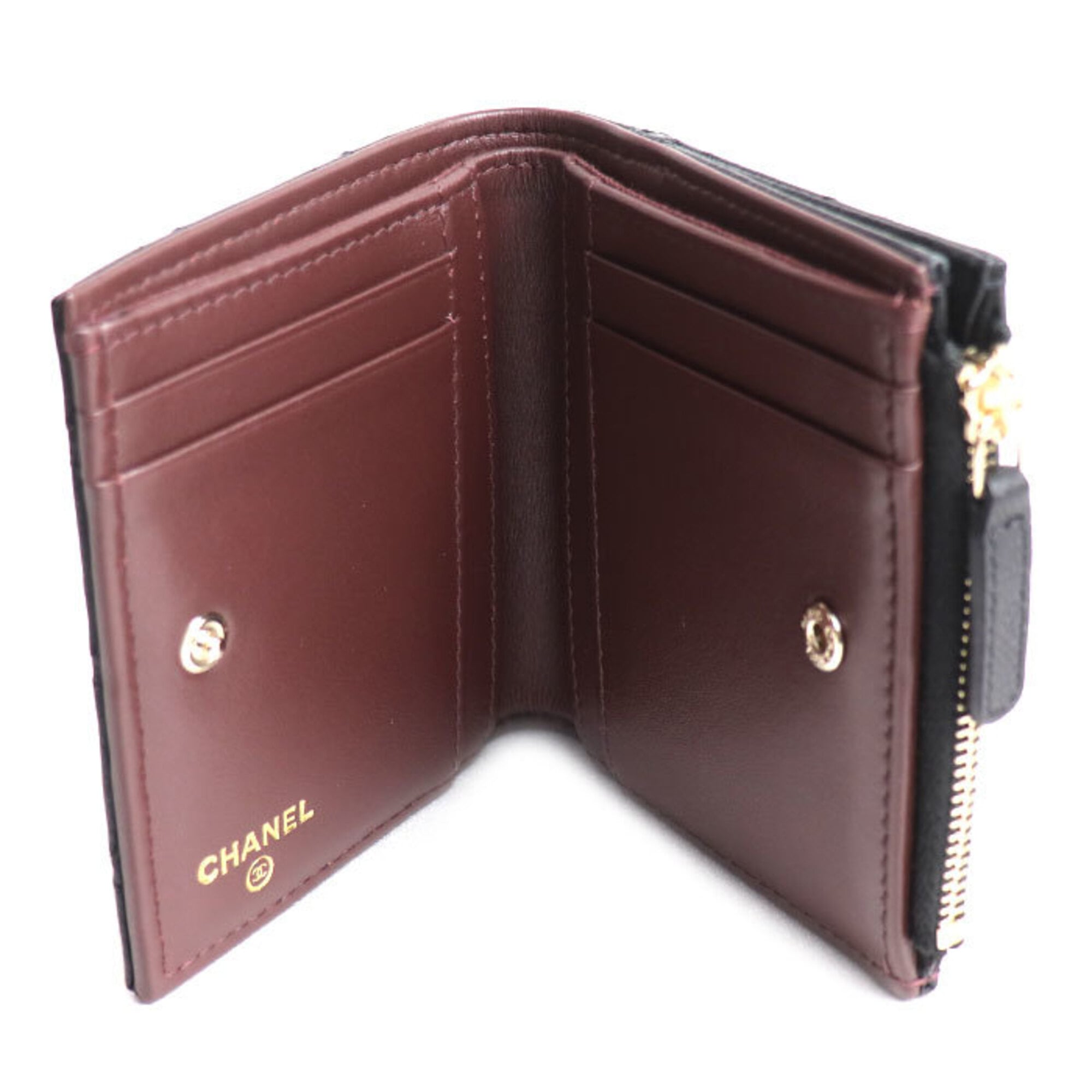 Chanel Black Leather Wallet (Bi-Fold) (Pre-Owned)