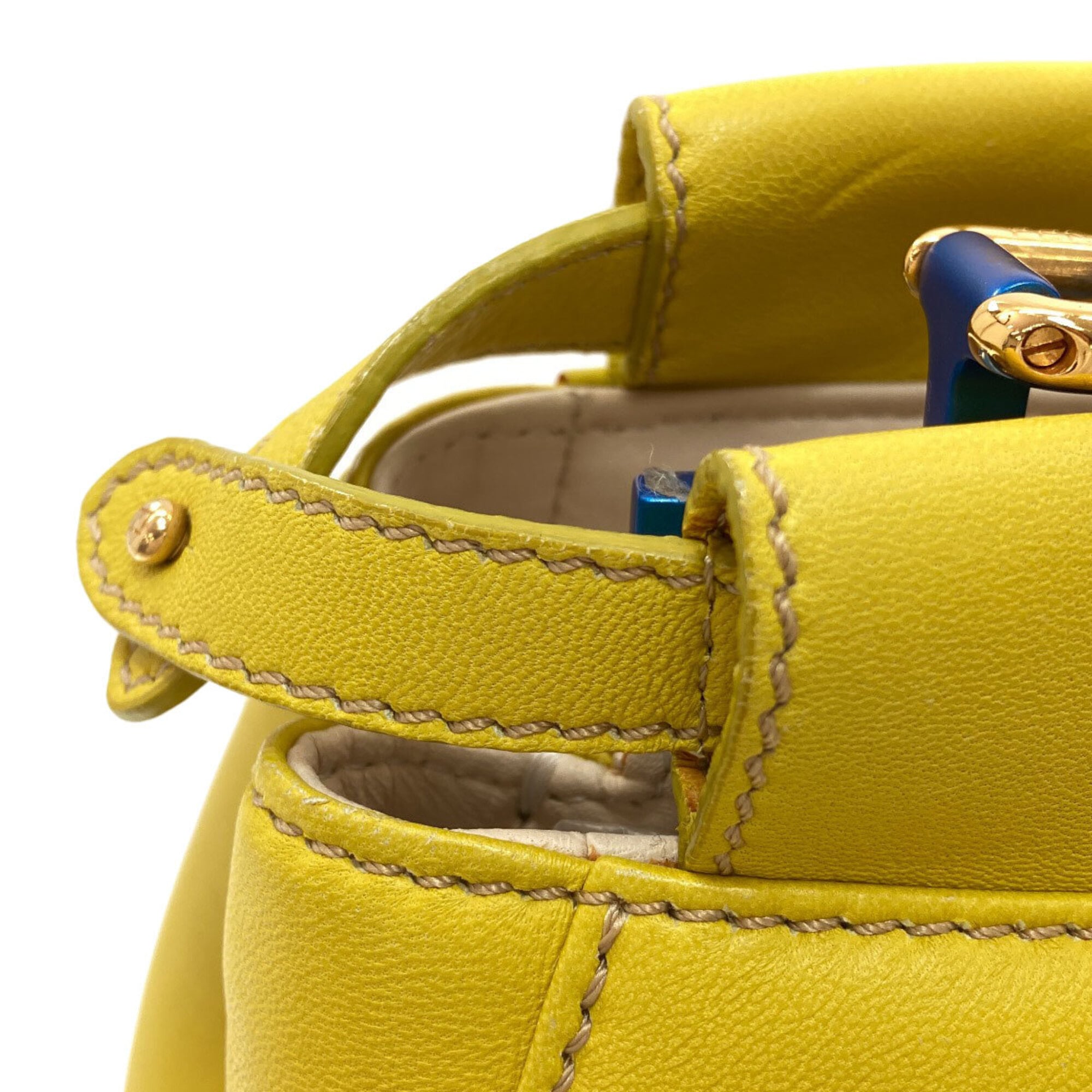 Fendi Blue Yellow Leather Handbag (Pre-Owned)