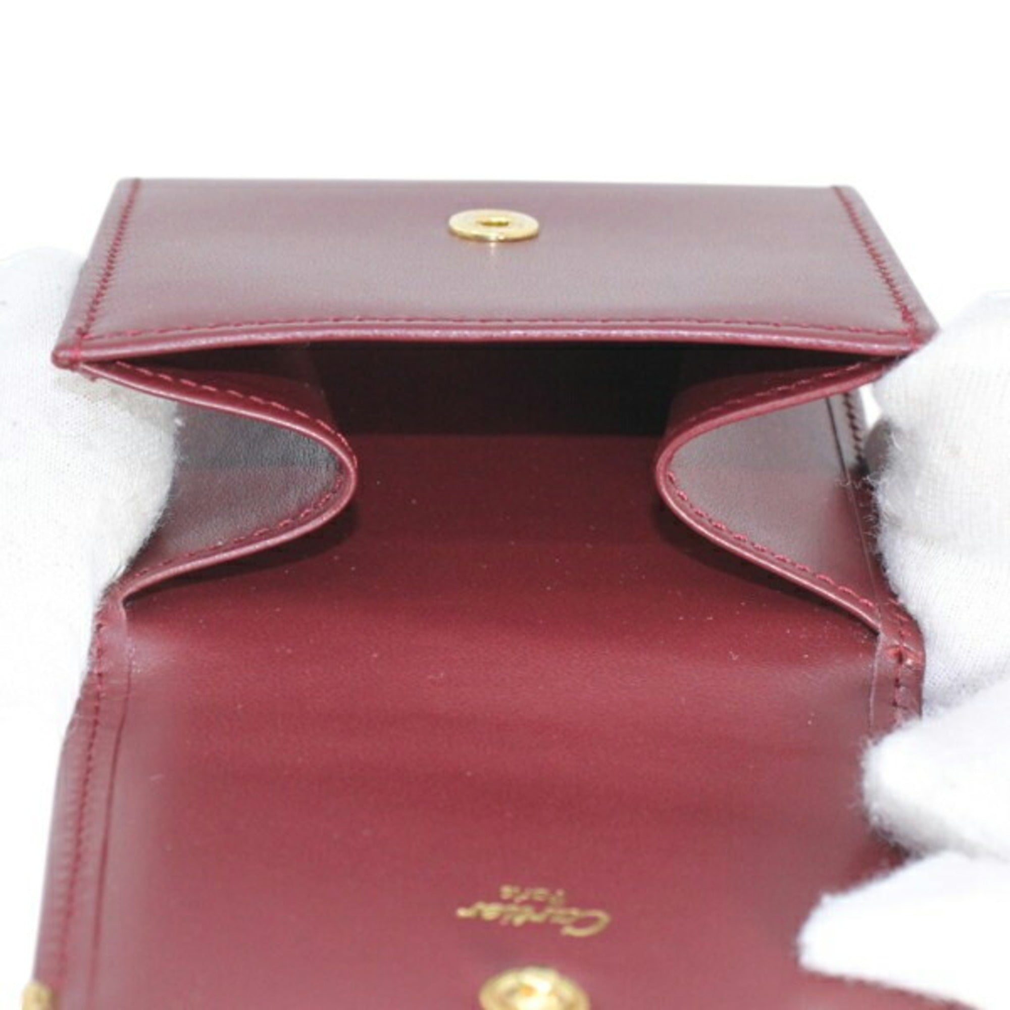 Cartier Must Bordeaux Leather Coin Purse/Coin Case (Pre-Owned)