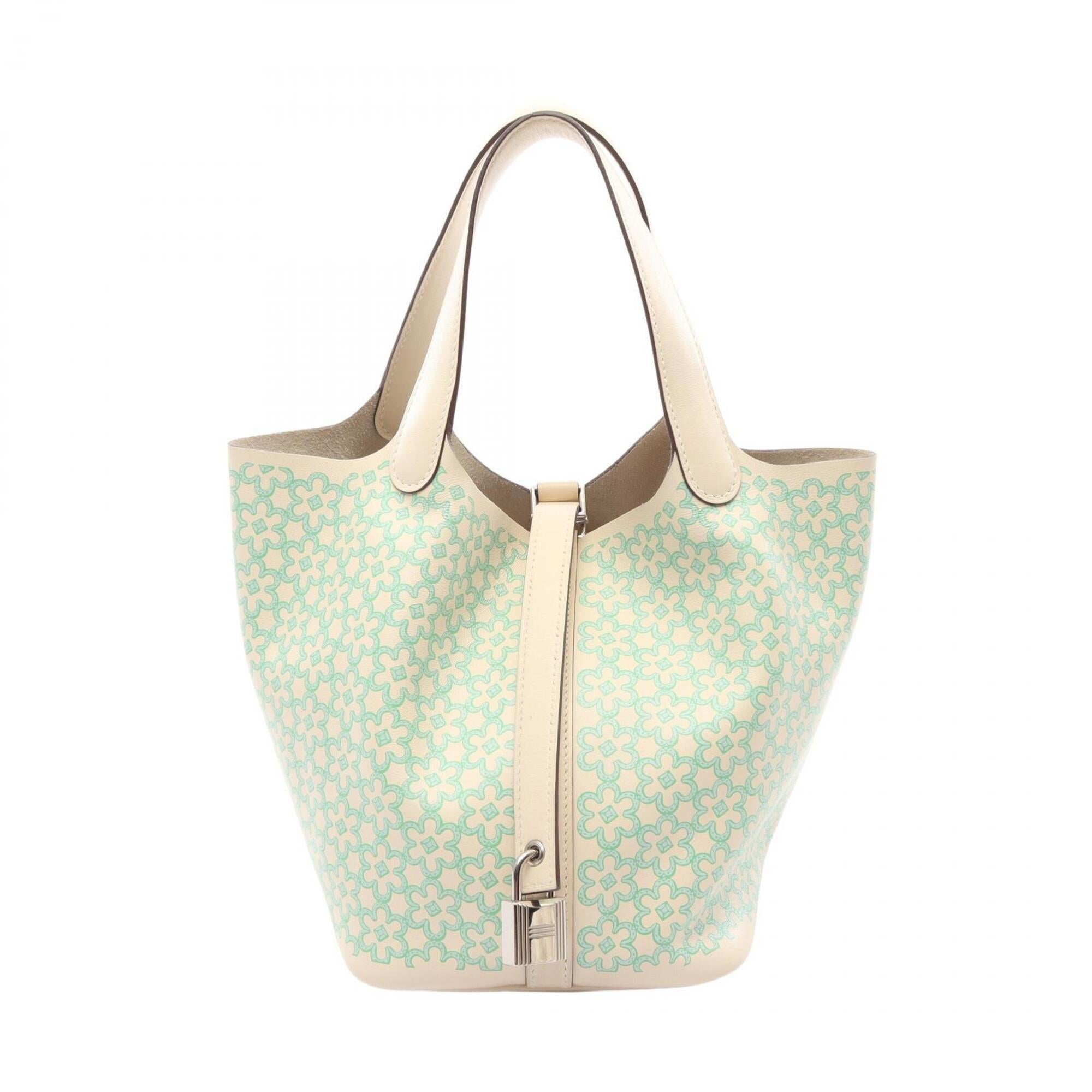 Hermes Blue Green Ivory Vert Swift Leather Handbag (Pre-Owned)