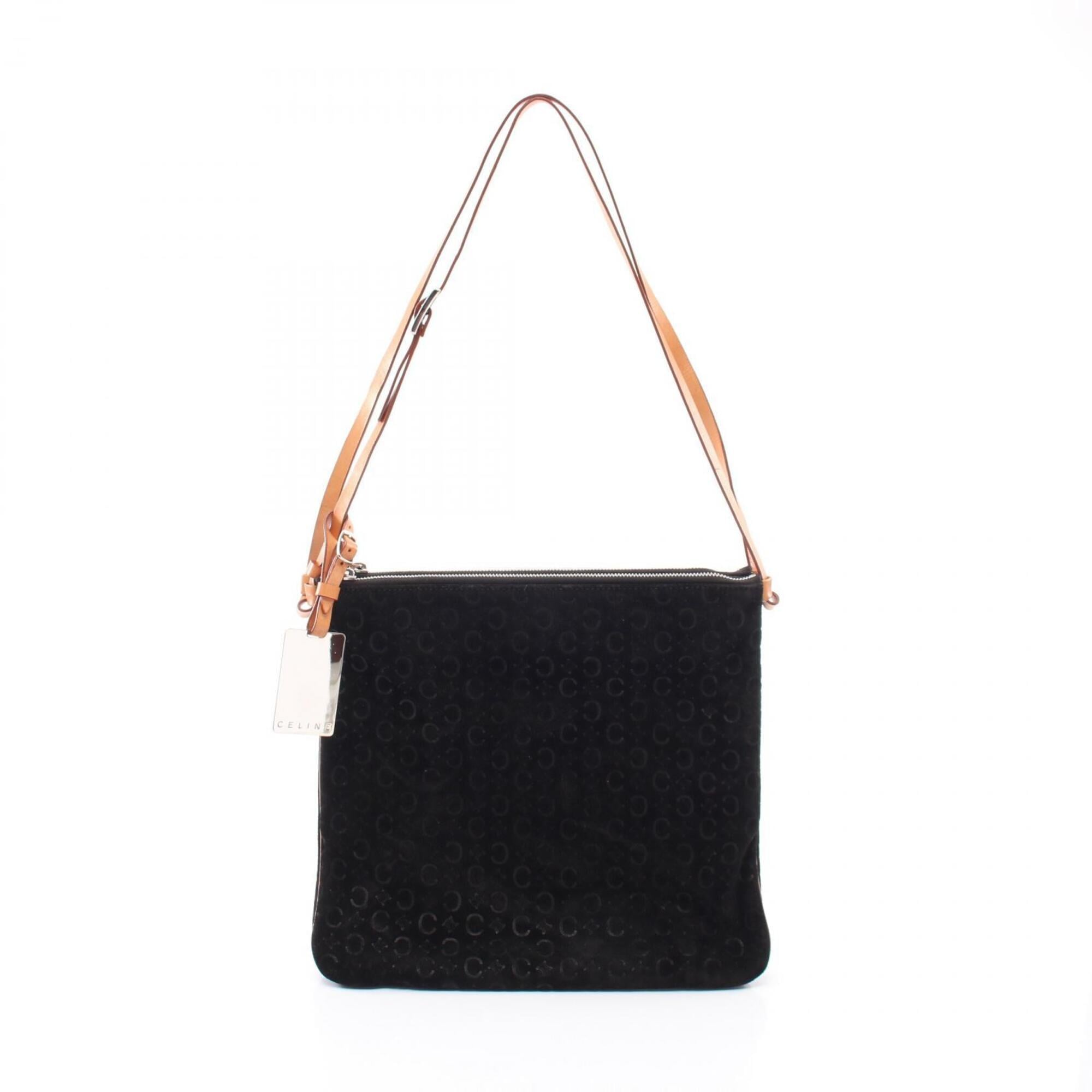 Celine Beige Black Suede Leather Handbag Shoulder Bag (Pre-Owned)