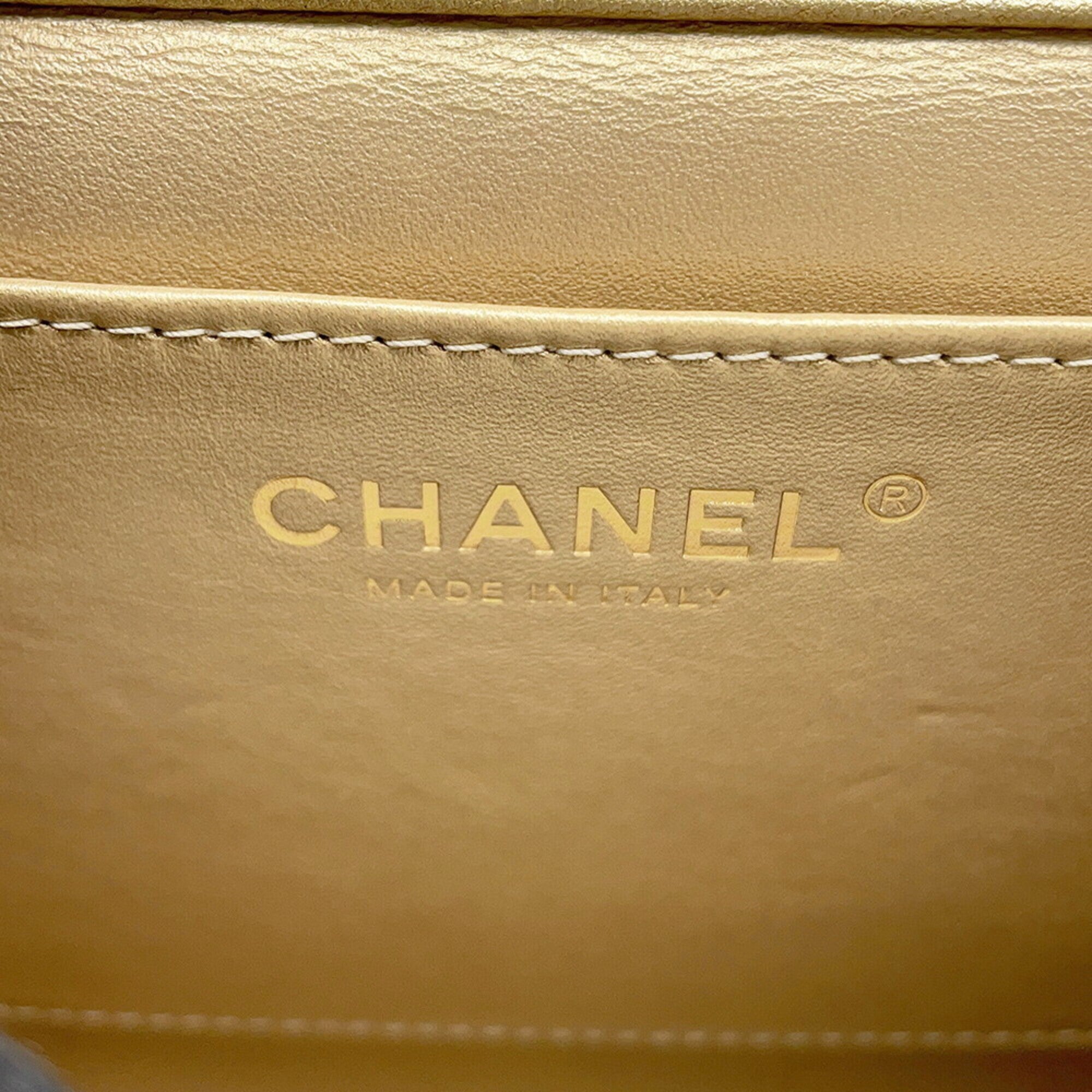 Chanel Champagne Gold Leather Shoulder Bag (Pre-Owned)