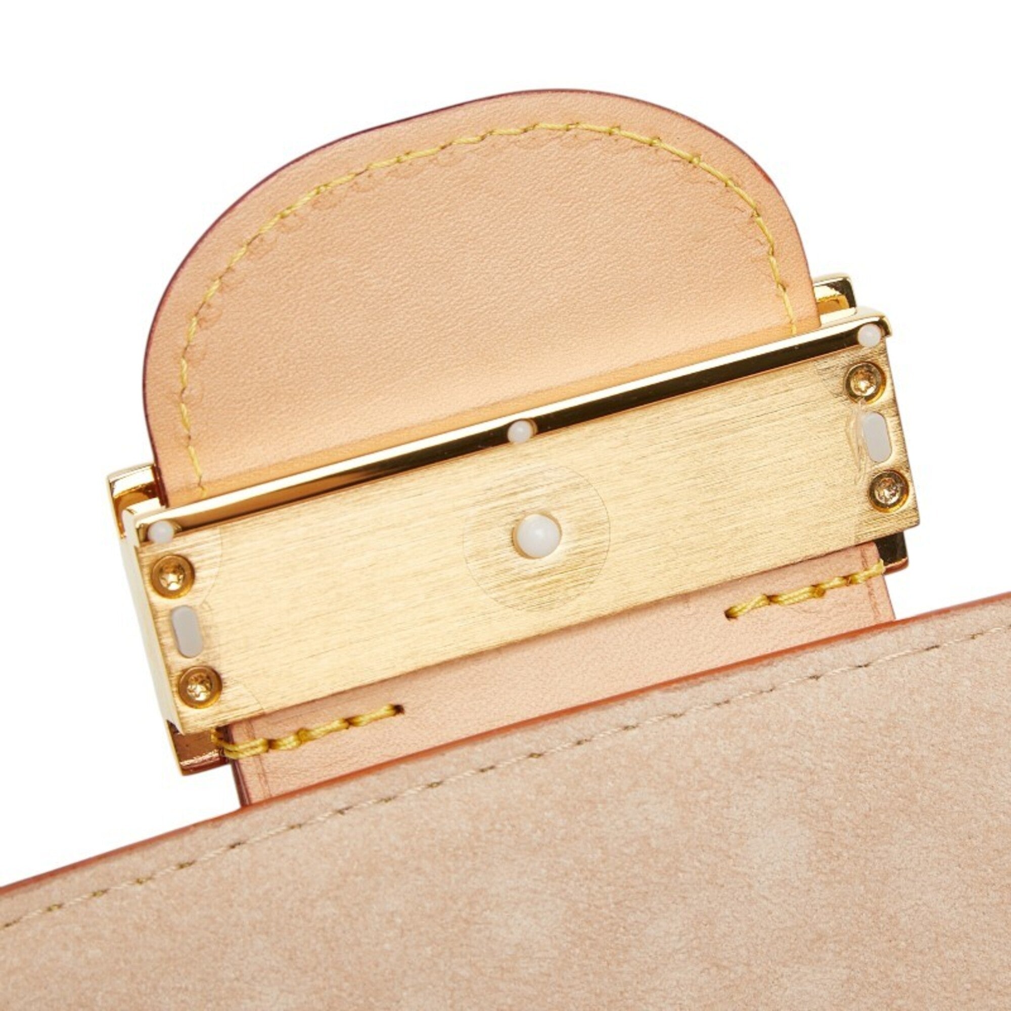 Louis Vuitton Pink Beige Leather Straw Shoulder Bag (Pre-Owned)