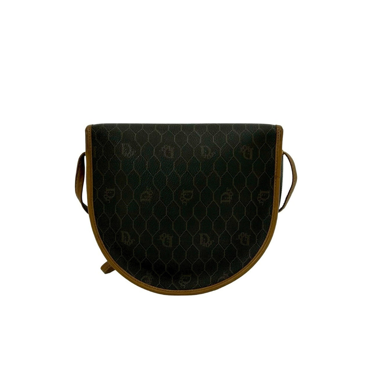 Christian Dior Brown Gray Leather Pvc Pochette Shoulder Bag (Pre-Owned)