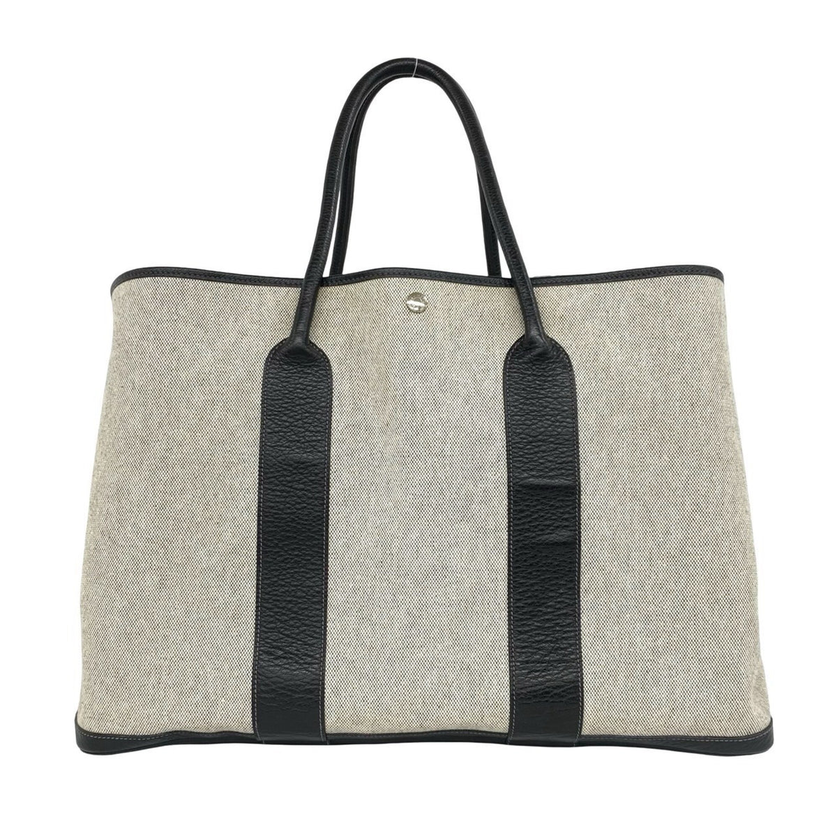 Hermes Black Gray Toile H Negonda Leather Handbag (Pre-Owned)