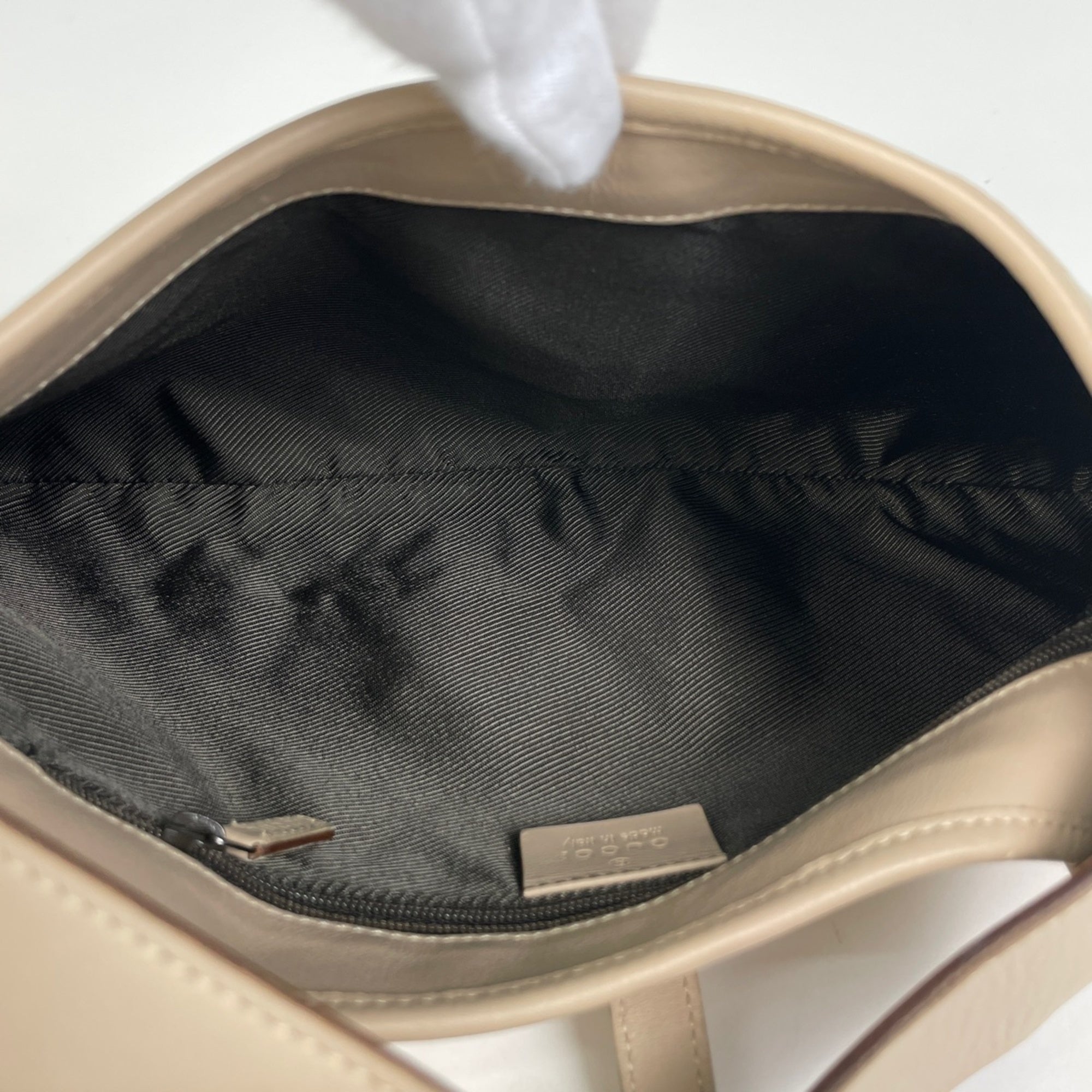 Gucci Beige Gg Canvas Leather Handbag Shoulder Bag (Pre-Owned)