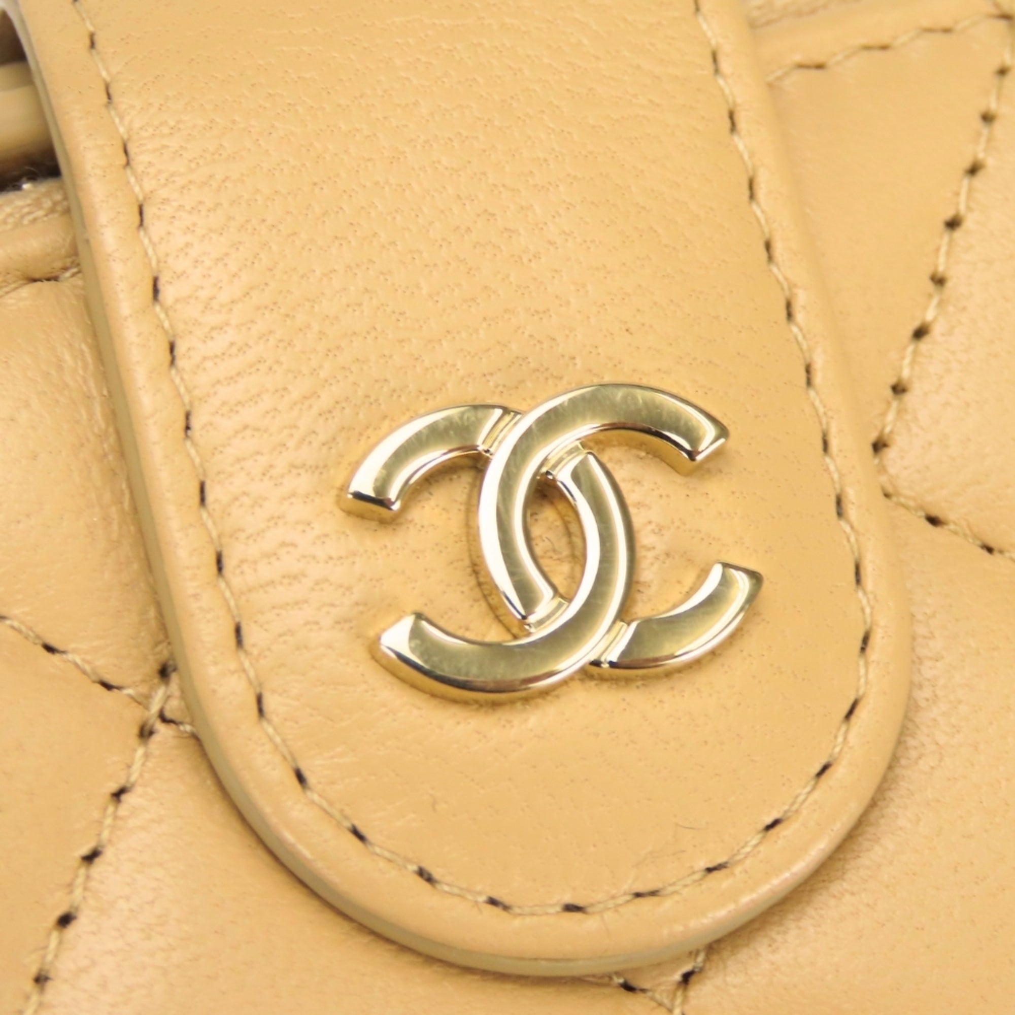 Chanel Beige Leather Coin Purse/Coin Case (Pre-Owned)