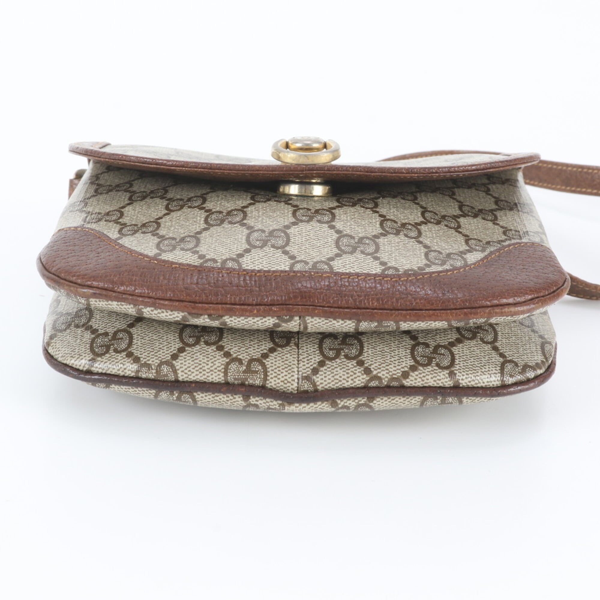 Gucci Brown Leather Coated Canvas Crossbody Bag Shoulder Bag (Pre-Owned)