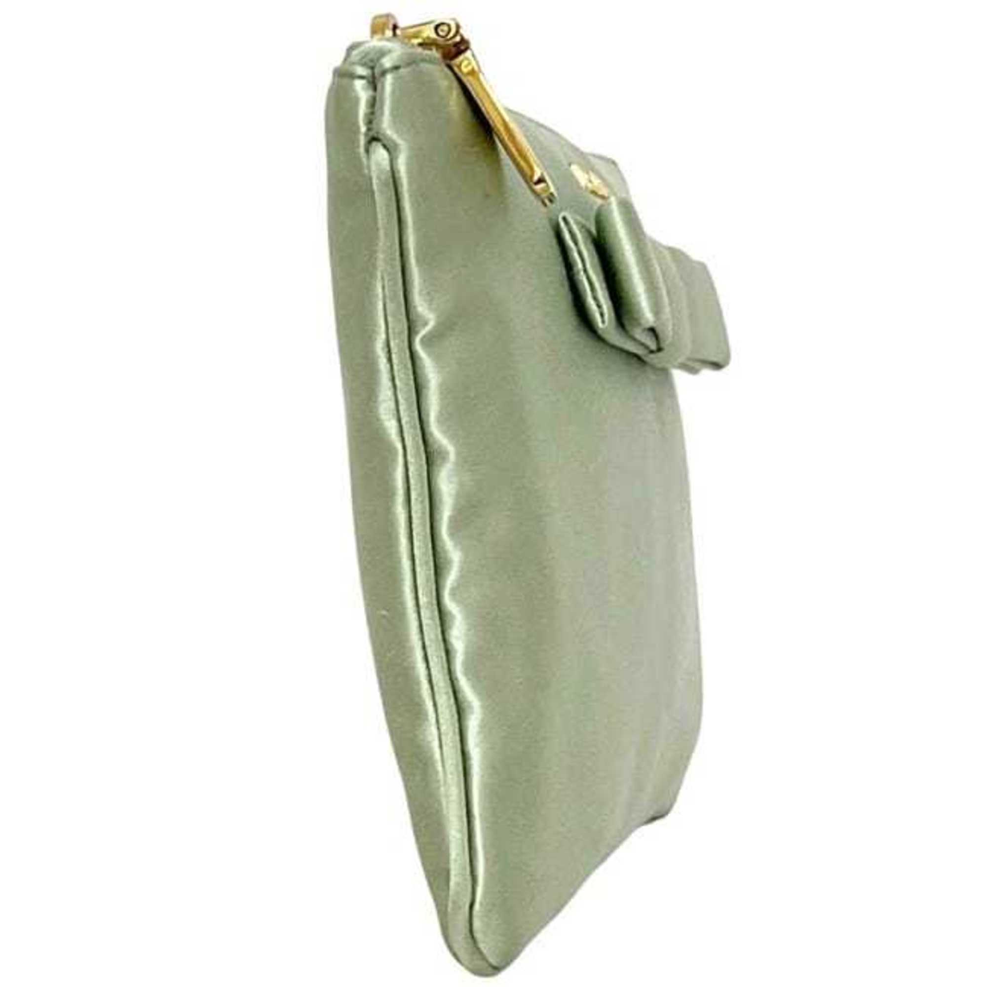 Prada Light Green Satin Pouch (Pre-Owned)