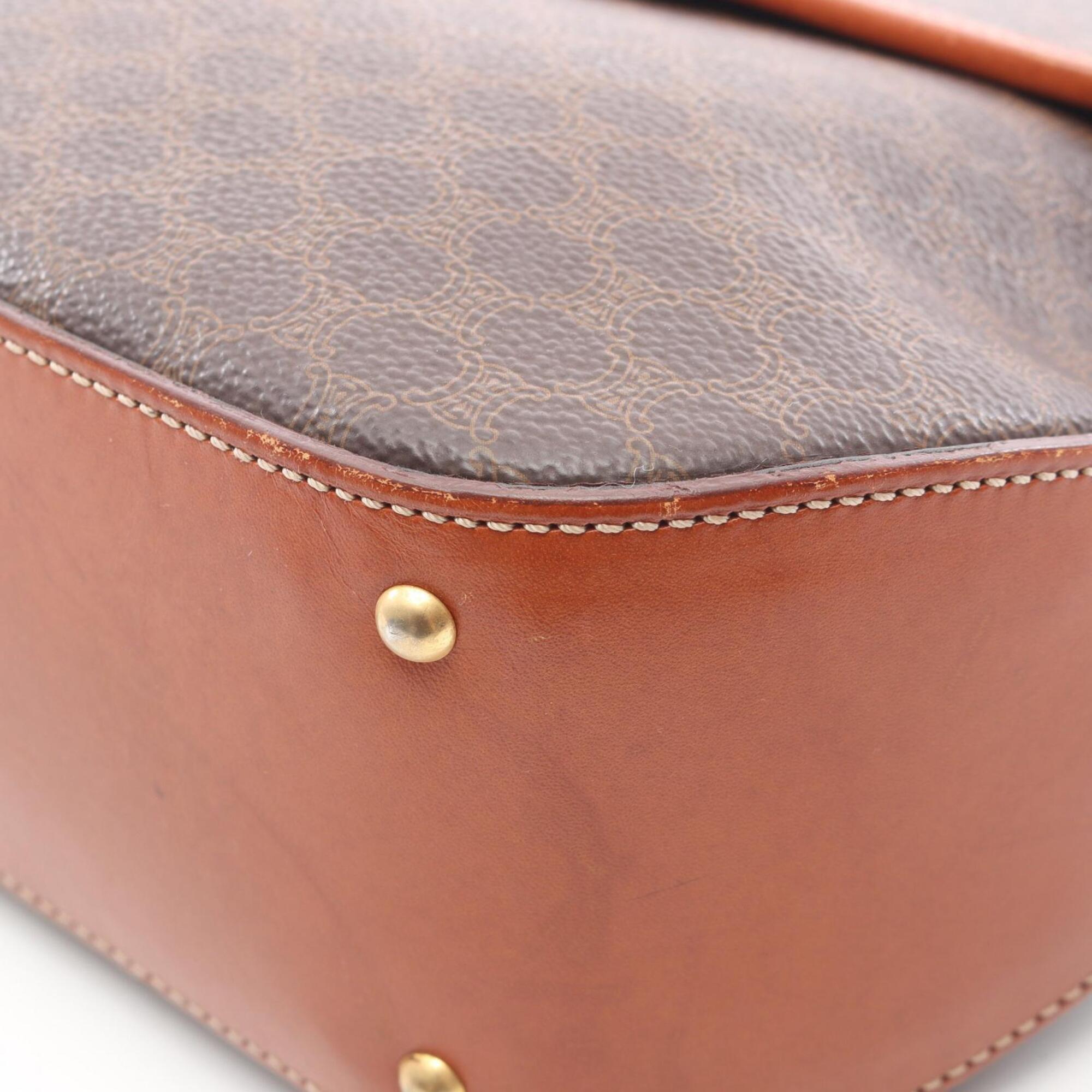 Celine Macadam Brown Coated Canvas Handbag (Pre-Owned)