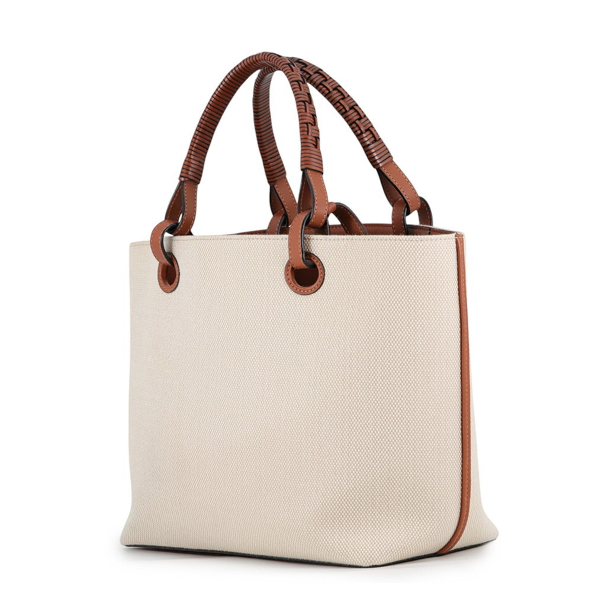 Loewe Beige Brown Canvas Leather Handbag Shoulder Bag Tote Bag (Pre-Owned)