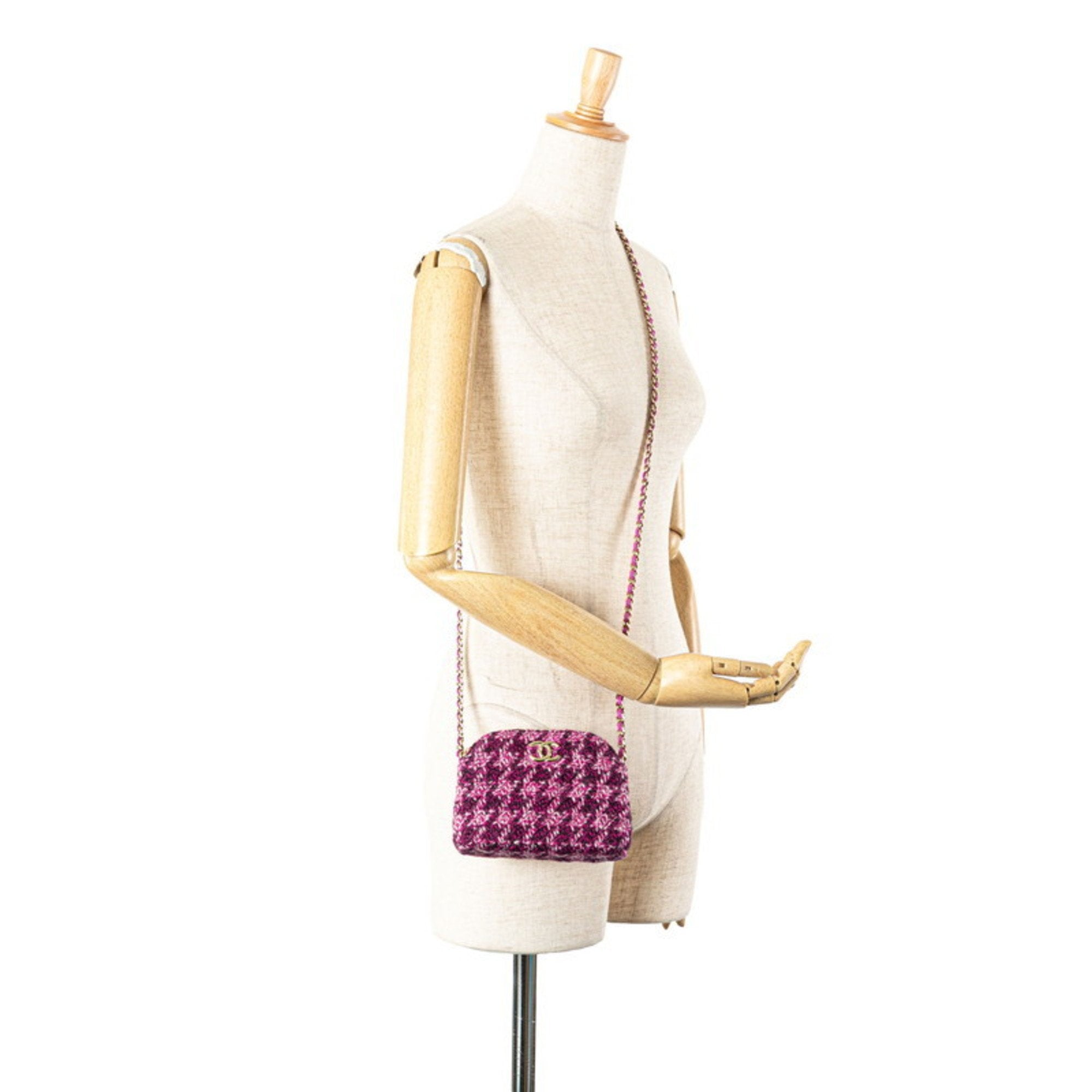 Chanel Multi-Color Purple Tweed Shoulder Bag (Pre-Owned)
