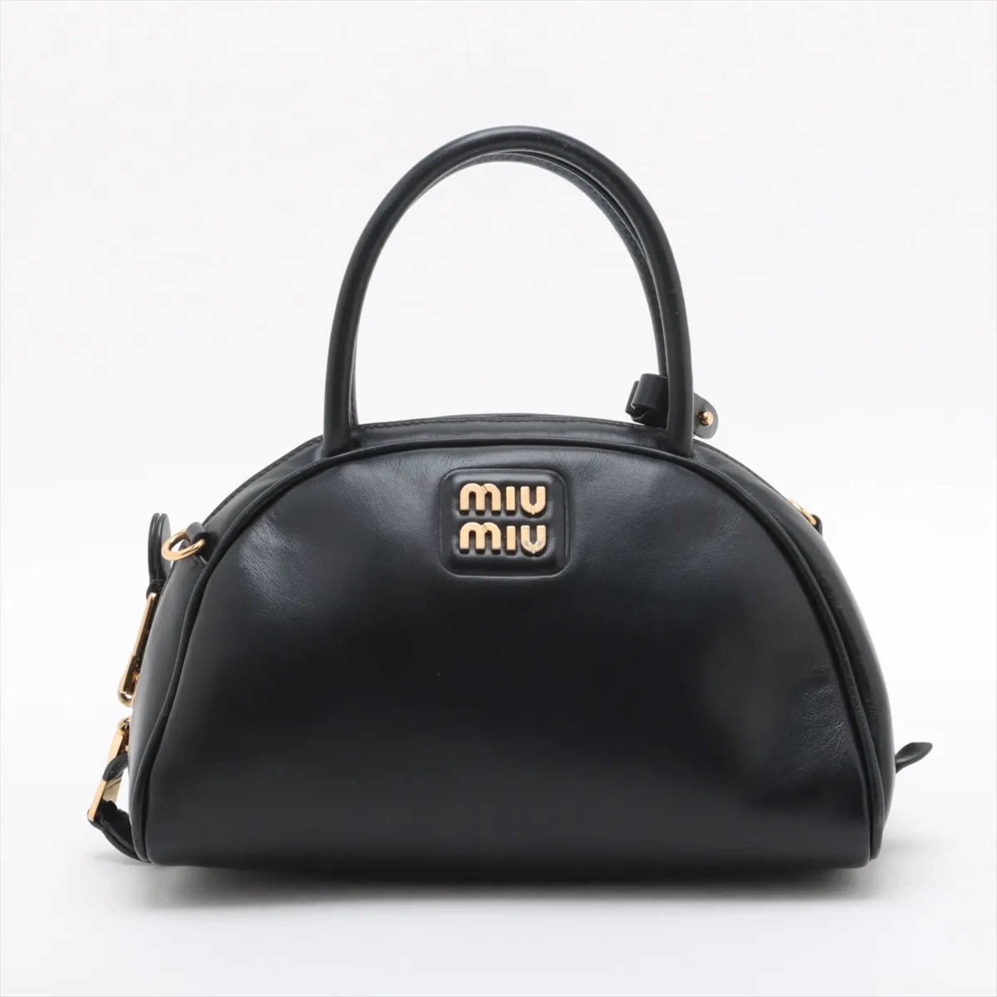 Miu Miu Black Leather Handbag Tote Bag (Pre-Owned)