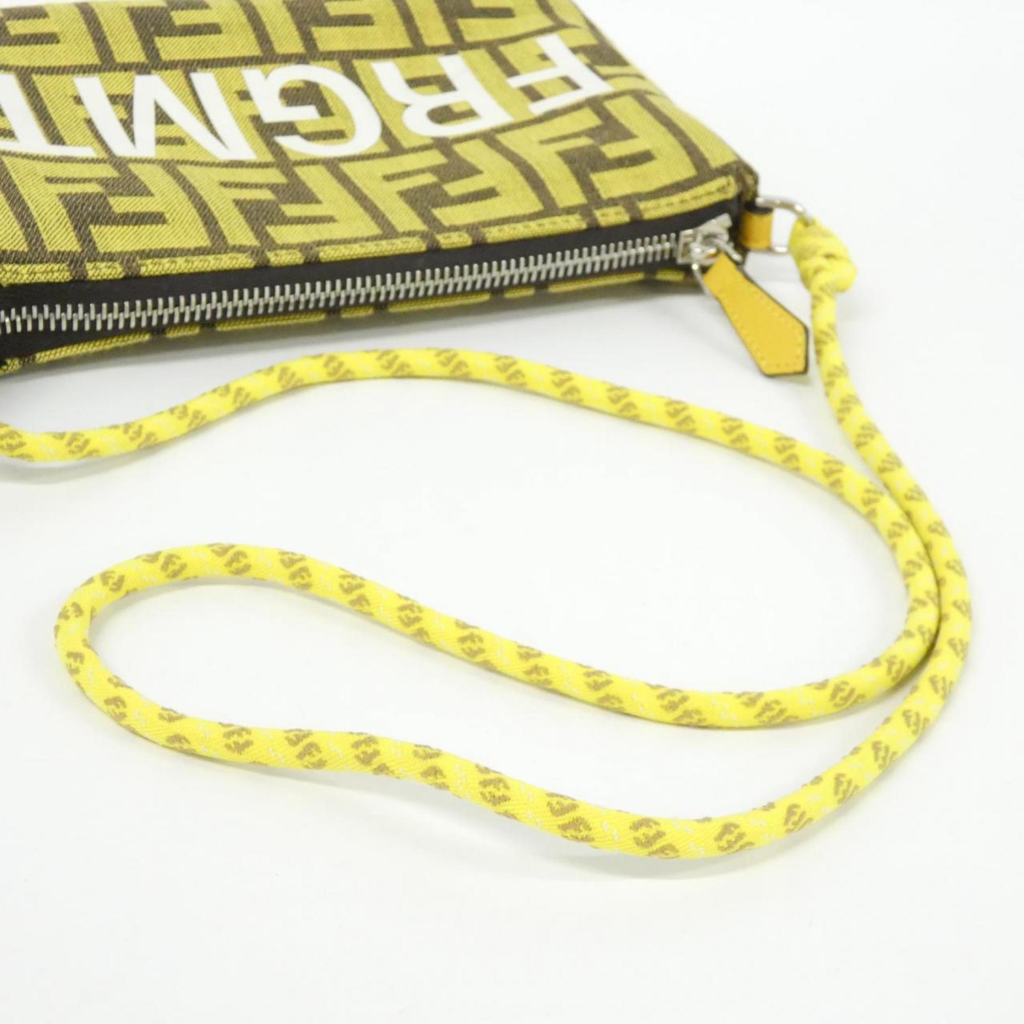 Fendi Yellow Canvas Handbag Pouch Shoulder Bag (Pre-Owned)