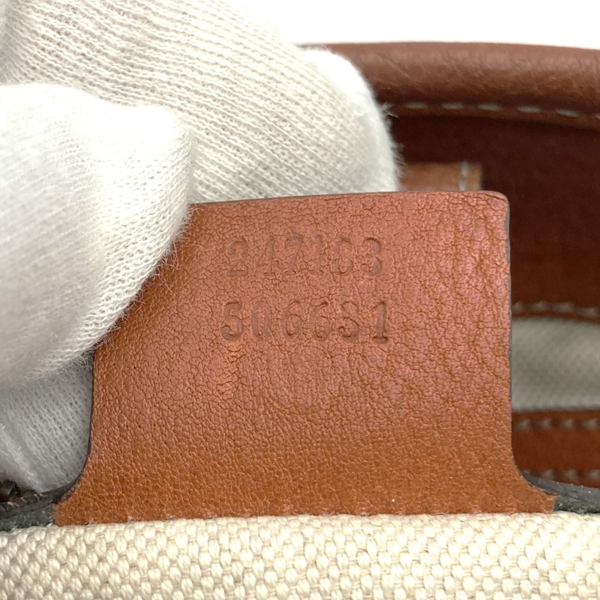 Gucci Gg Canvas Brown Gg Canvas Leather Handbag Tote Bag (Pre-Owned)