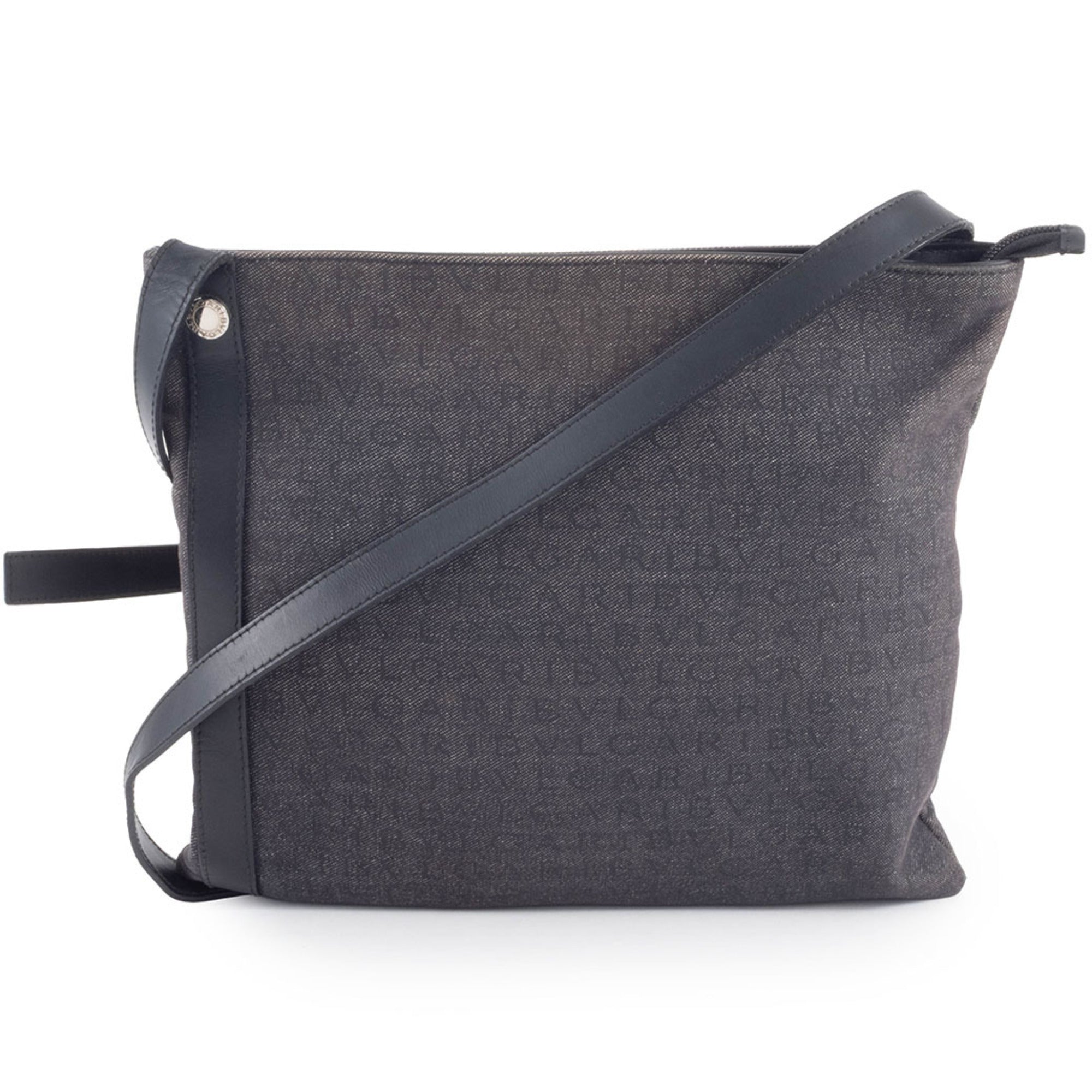 Bvlgari Logomania Black Canvas Leather Shoulder Bag (Pre-Owned)