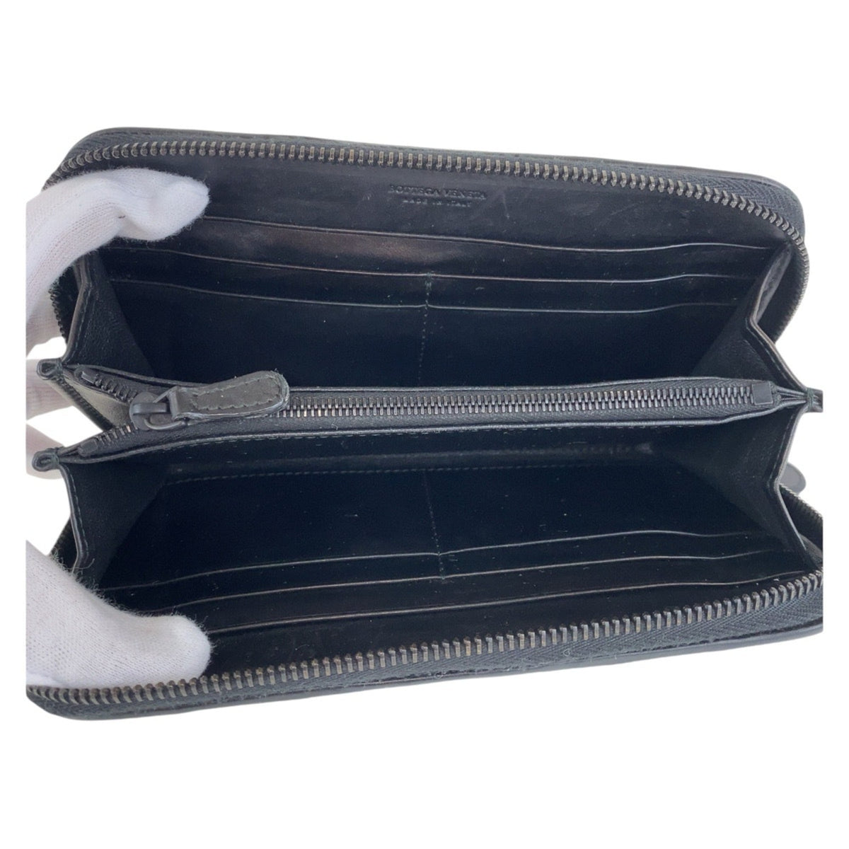 Bottega Veneta Black Leather Long Wallet (Bi-Fold) (Pre-Owned)