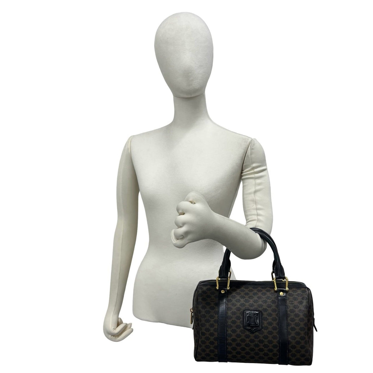 Celine Black Leather Pvc Boston Bag Handbag (Pre-Owned)