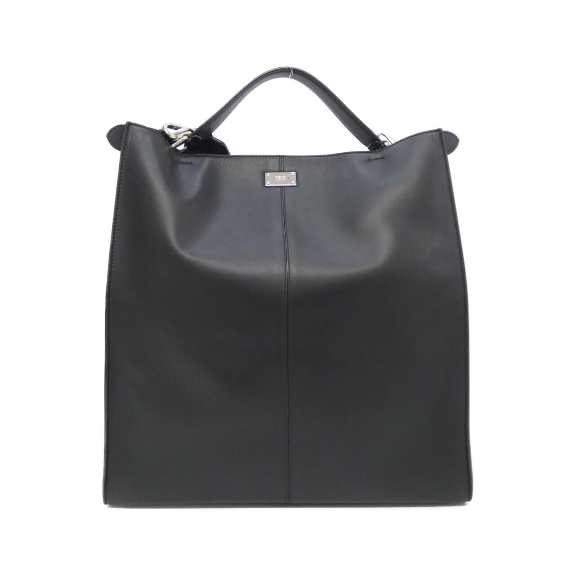 Fendi Peekaboo Black White Canvas Leather Handbag (Pre-Owned)
