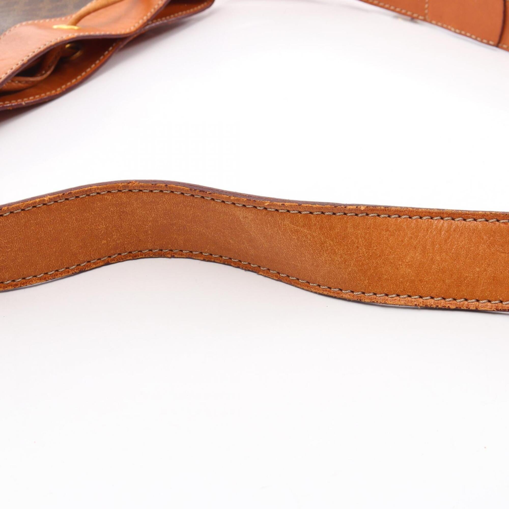 Celine Brown Leather Coated Canvas Handbag Shoulder Bag (Pre-Owned)