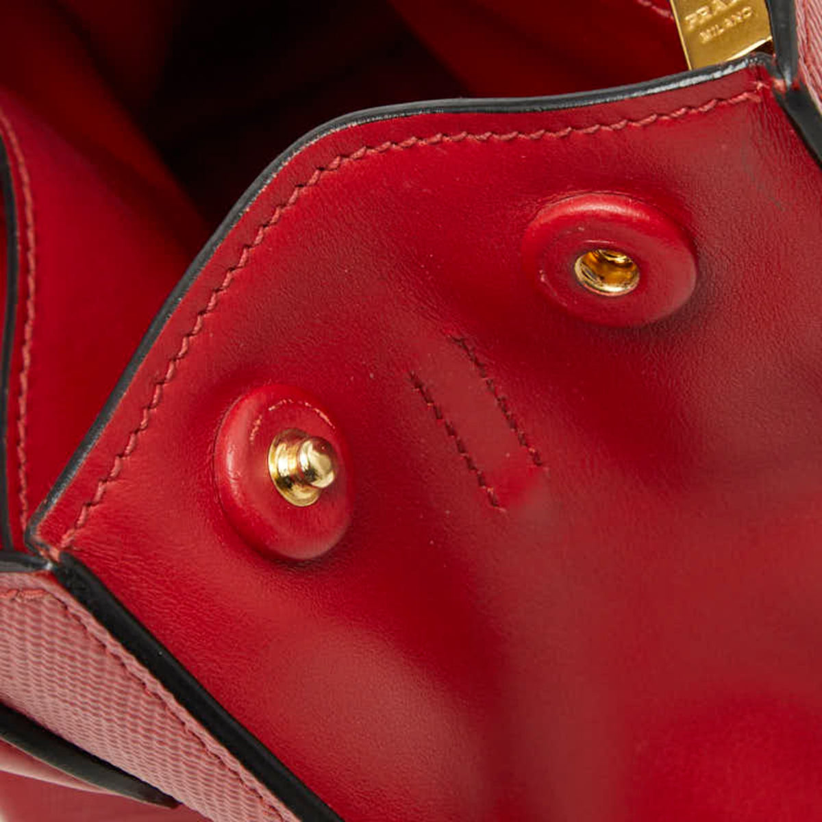 Prada Red Color Leather Handbag Shoulder Bag (Pre-Owned)