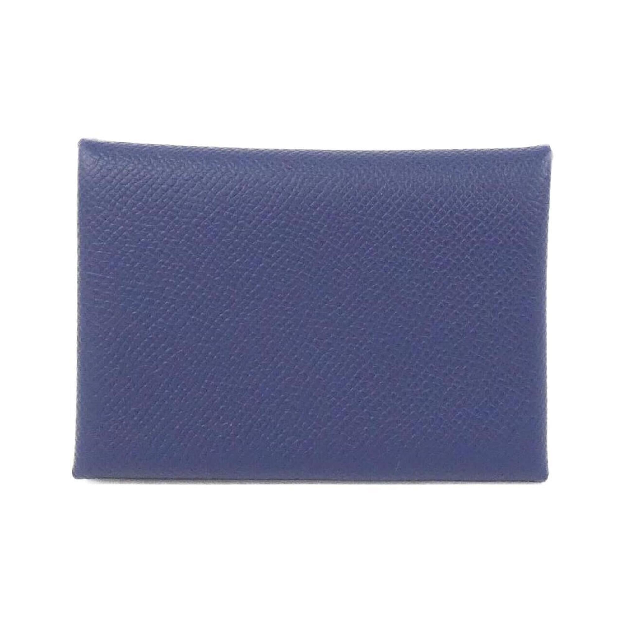 Hermes Blue Navy Epsom Leather Coin Purse/Coin Case (Pre-Owned)