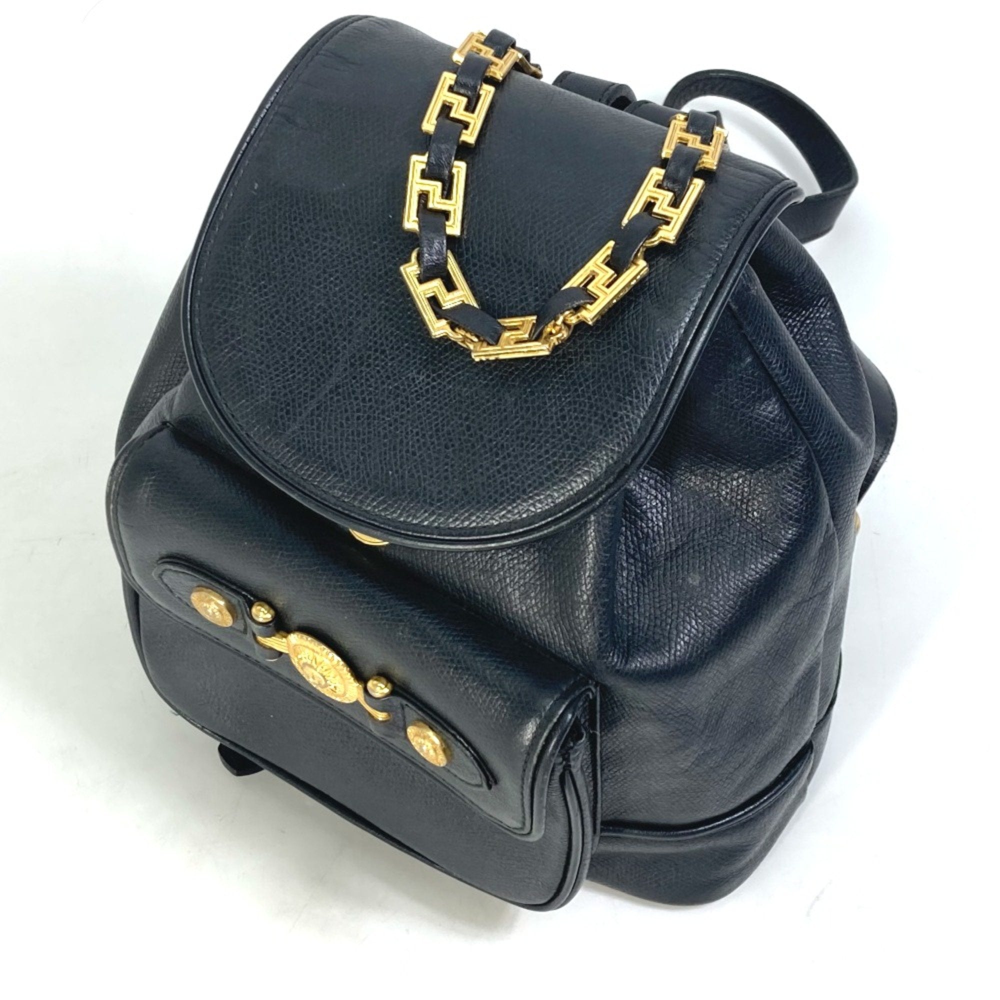 Versace Black Leather Backpack (Pre-Owned)