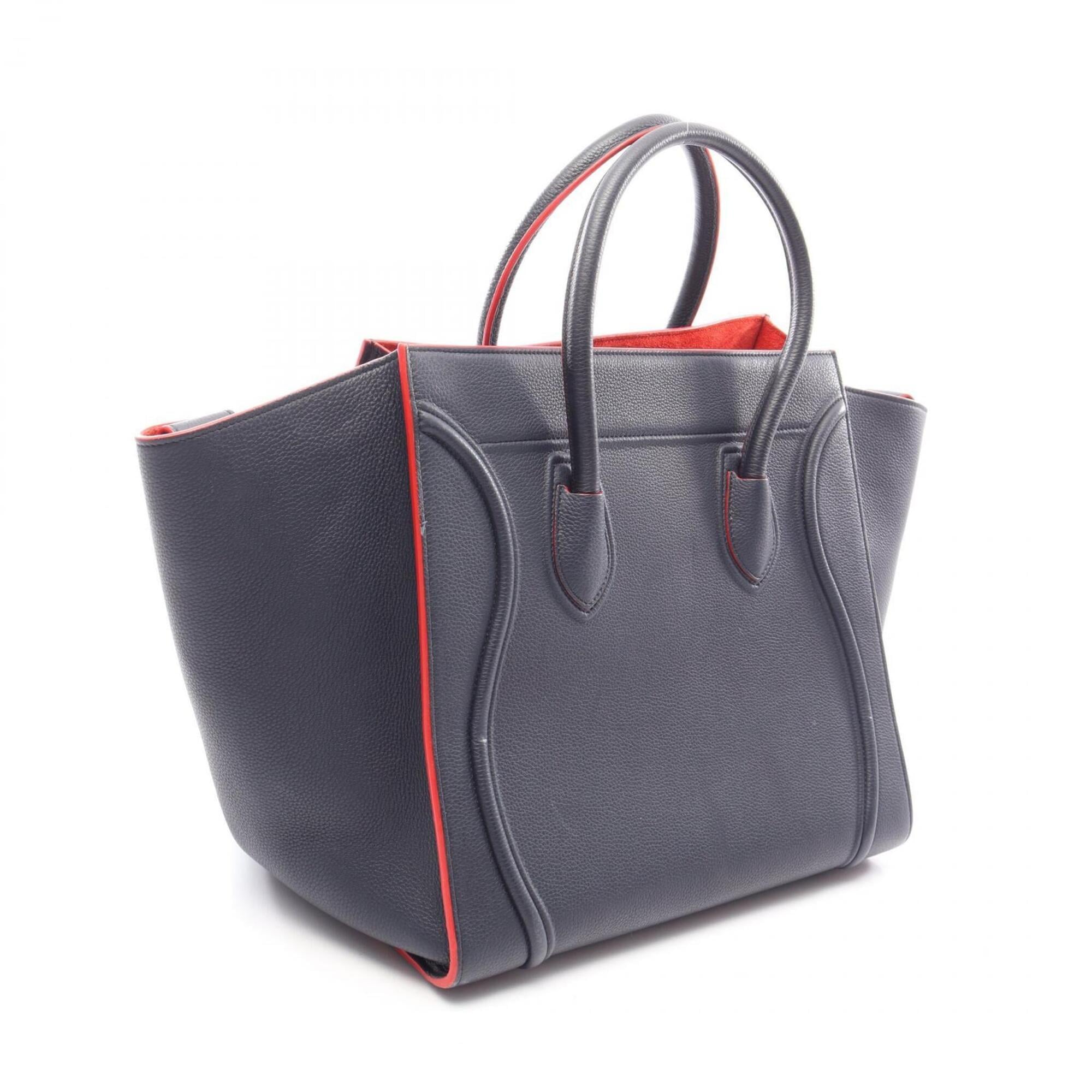 Celine Navy Red Color Leather Handbag Tote Bag (Pre-Owned)