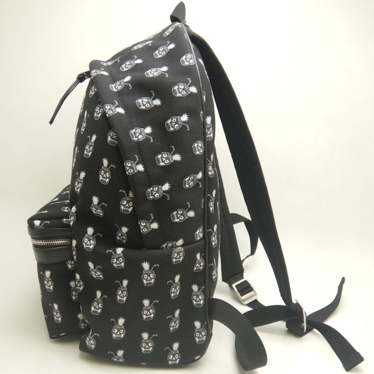 Saint Laurent Black White Canvas Backpack (Pre-Owned)