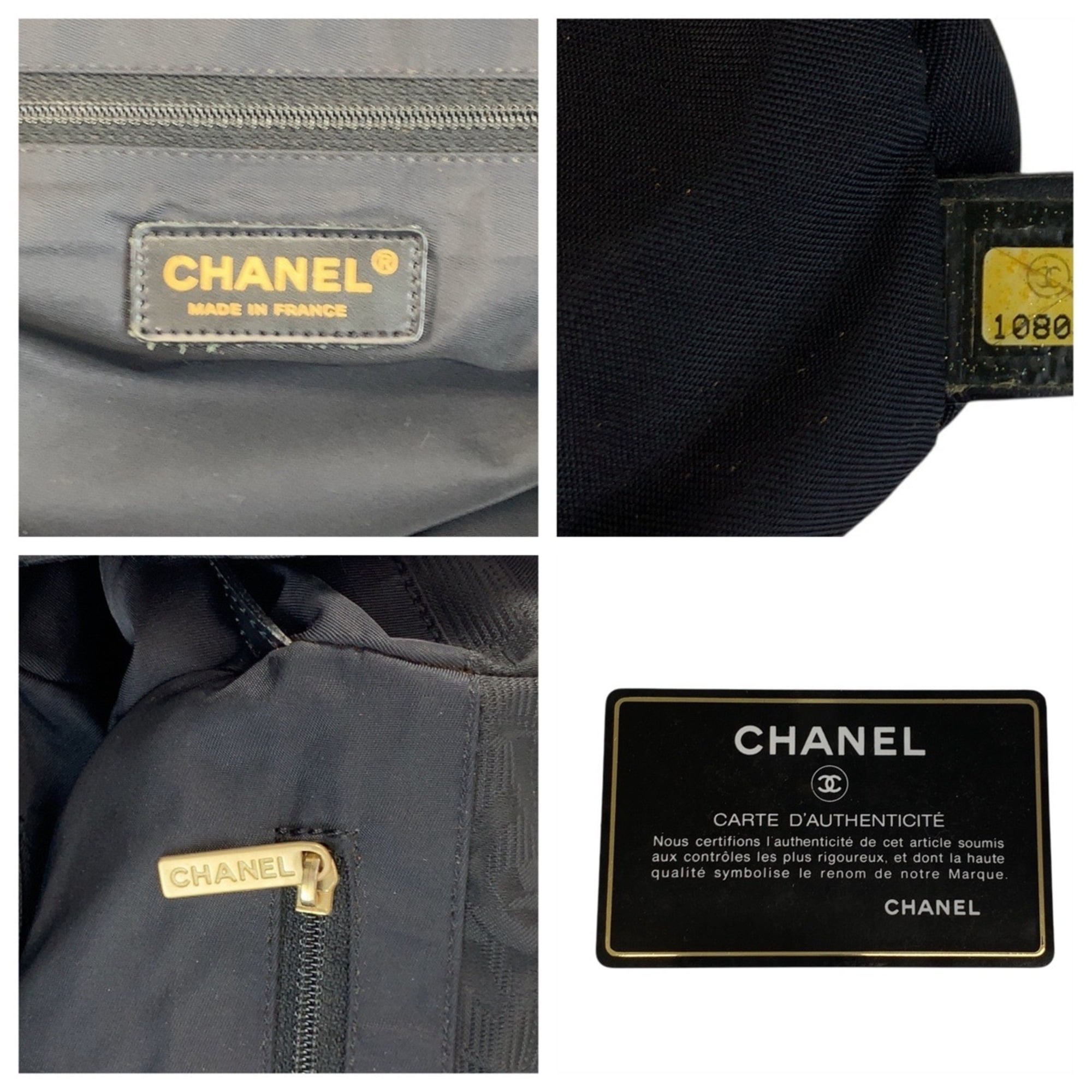 Chanel Black Nylon Leather Shoulder Bag Tote Bag (Pre-Owned)