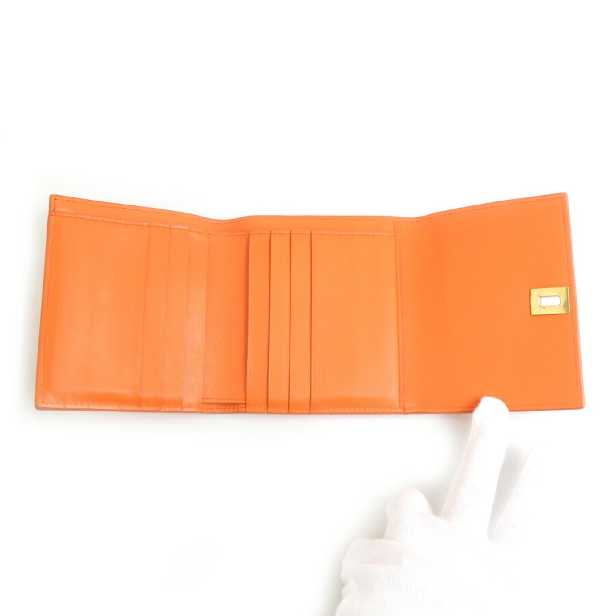 Bottega Veneta Orange Leather Wallet (Tri-Fold) (Pre-Owned)