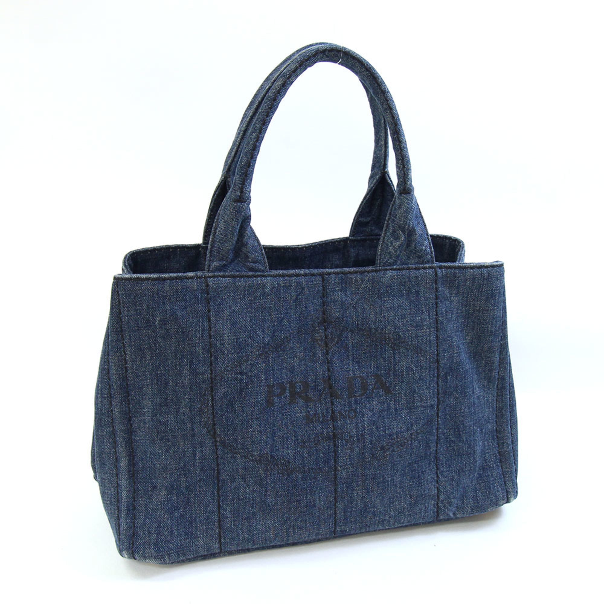 Prada Canapa Avio Blue Denim Handbag (Pre-Owned)