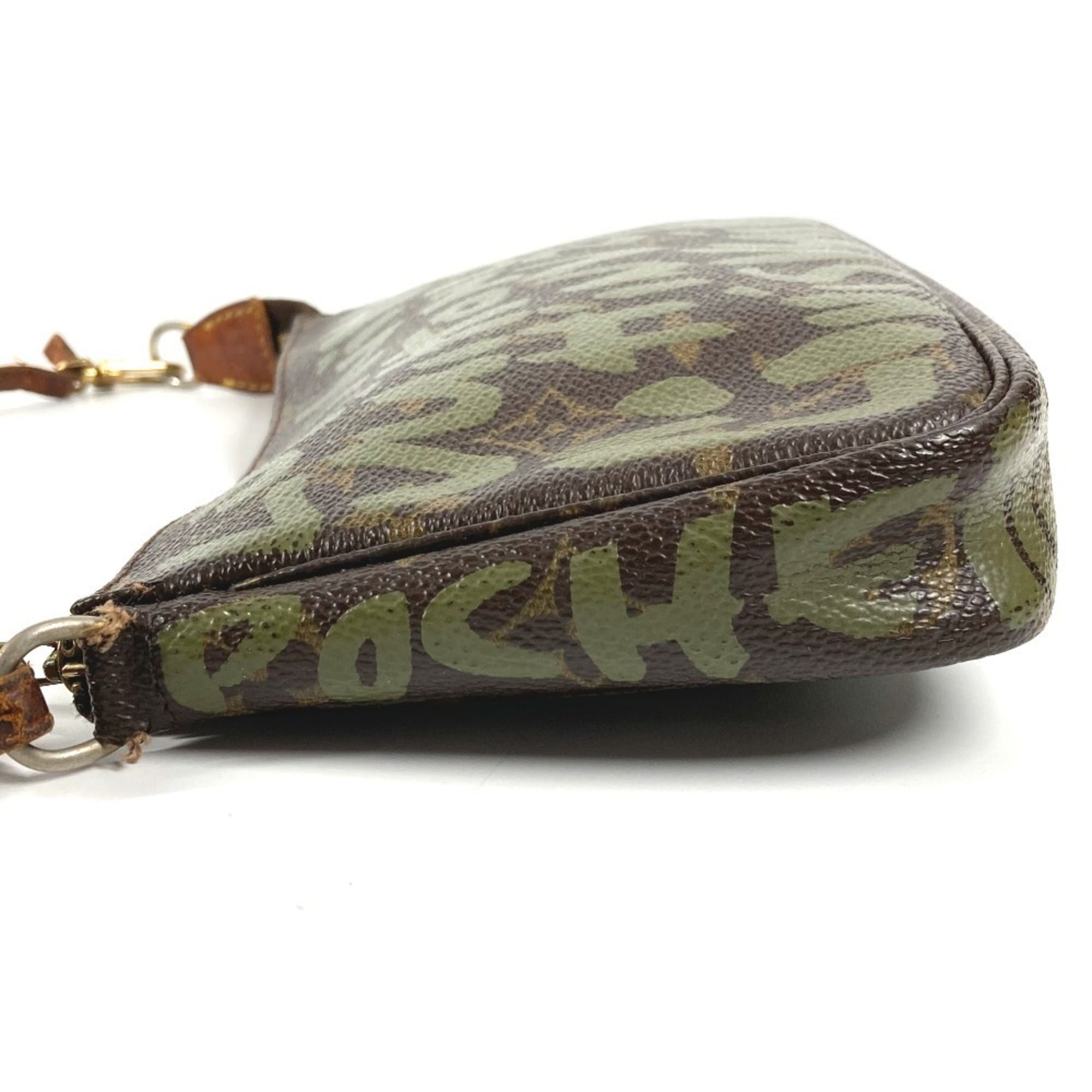 Louis Vuitton Brown Khaki Monogram Graffiti Canvas Handbag Pochette Pouch Shoulder Bag (Pre-Owned)