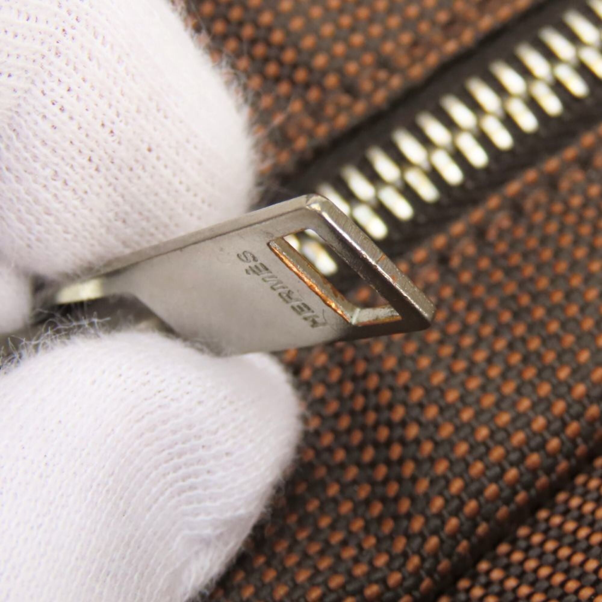 Hermes Brown Canvas Tote Bag (Pre-Owned)