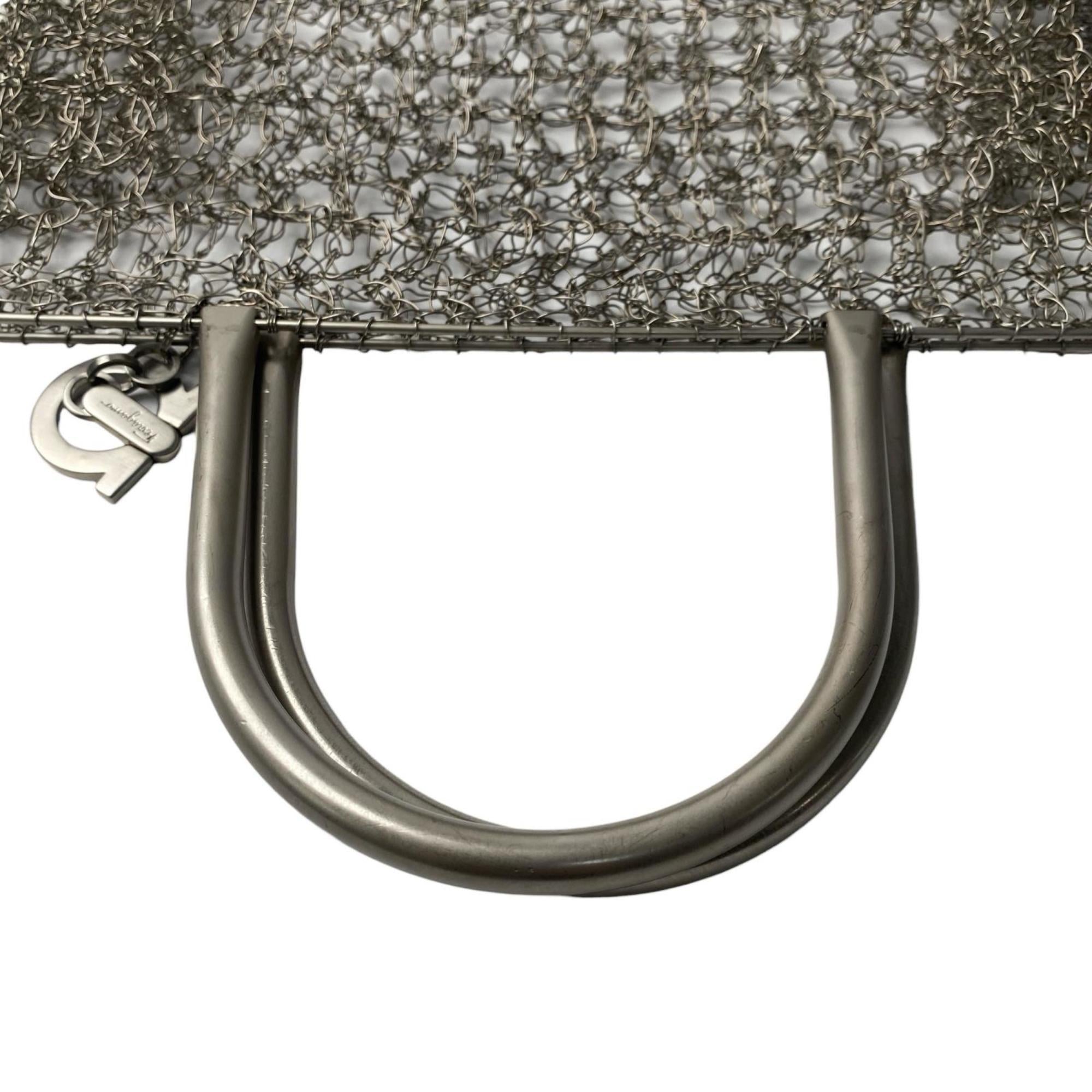 Salvatore Ferragamo Silver Stainless Steel Handbag Shoulder Bag (Pre-Owned)